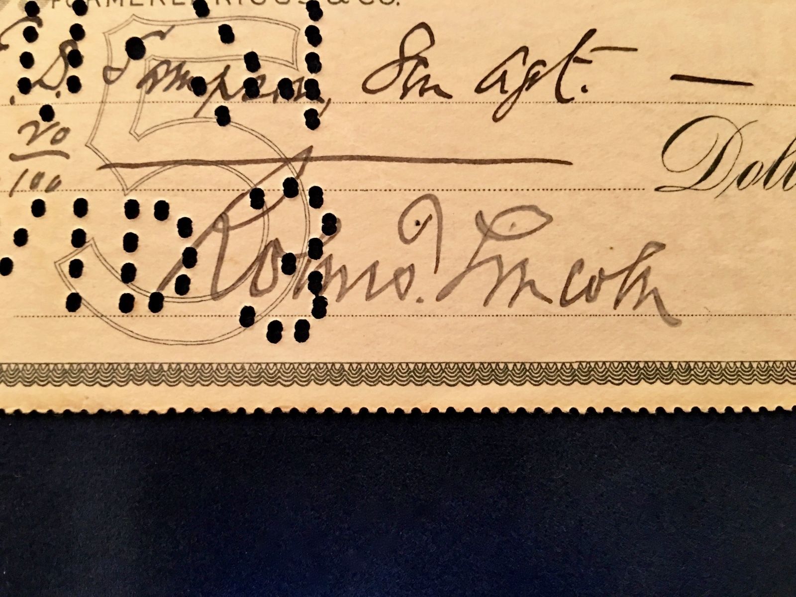 ROBERT TODD LINCOLN * Scarce Handwritten AUTOGRAPH Check SIGNED * Son of ABRAHAM
