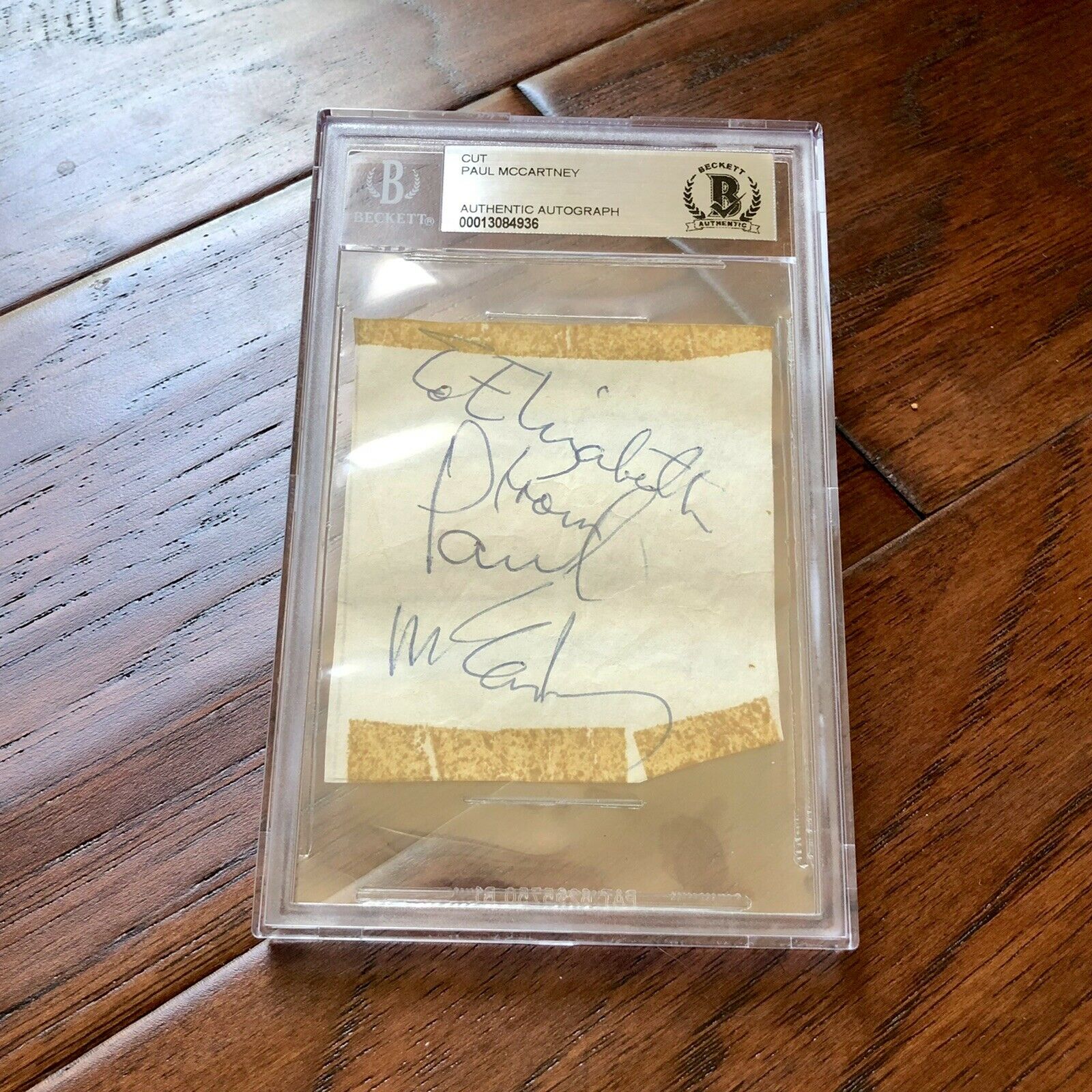PAUL MCCARTNEY * BAS BECKETT SLAB * AUTOGRAPH CUT SIGNATURE SIGNED * THE BEATLES
