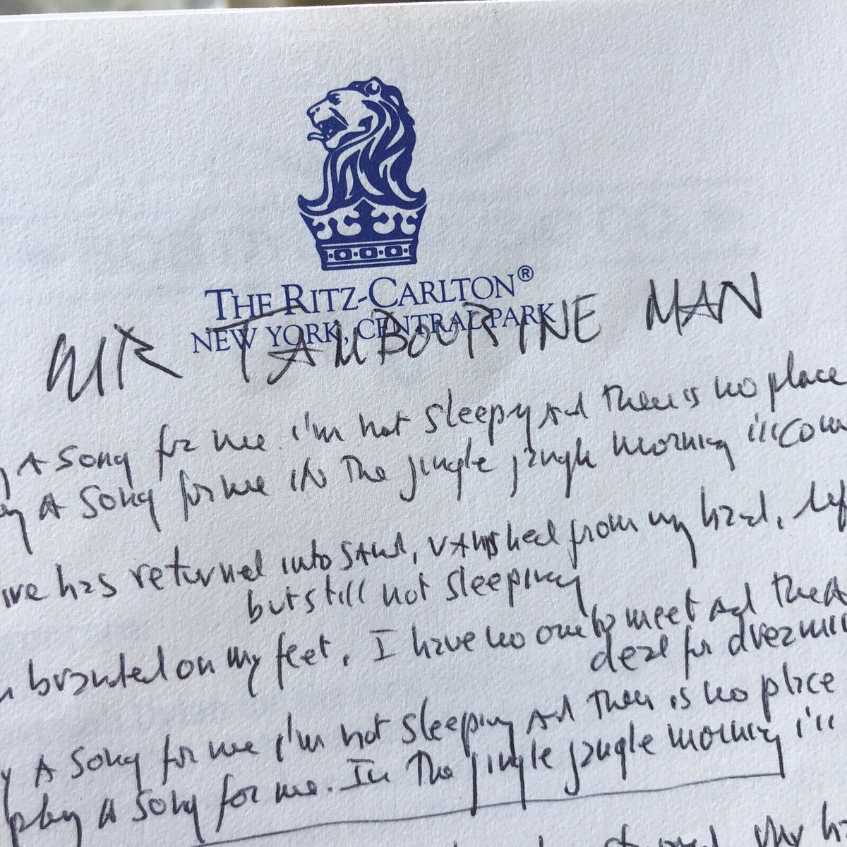 BOB DYLAN * Autograph Signed Handwritten Lyrics Mr Tambourine Man * From Manager