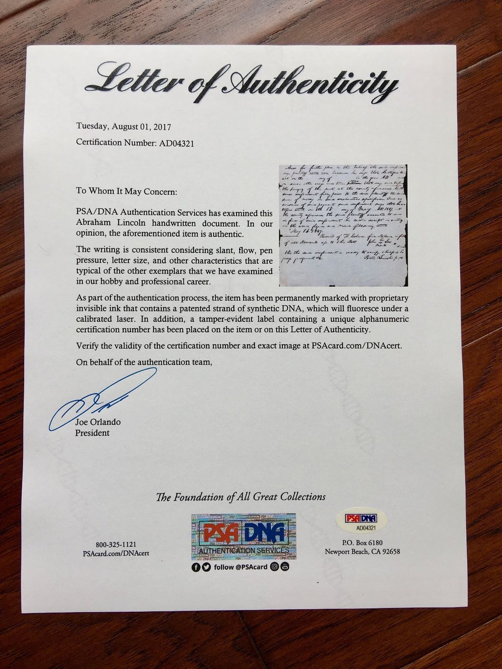 ABRAHAM LINCOLN * Handwritten Cut Words * PSA/DNA * "heretofore to"