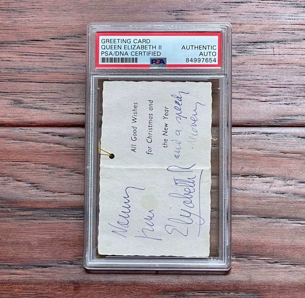 QUEEN ELIZABETH II * PSA * Autograph Christmas Gift Card Hang Tag SIGNED