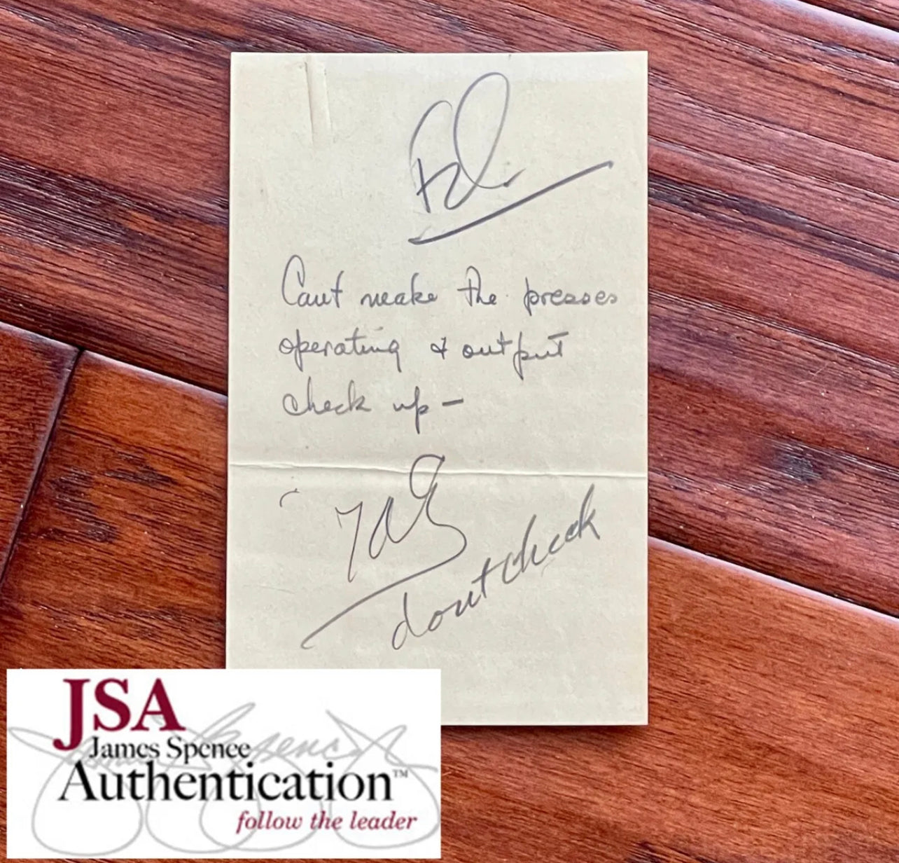 THOMAS EDISON * JSA LOA * Handwritten AUTOGRAPH Note SIGNED