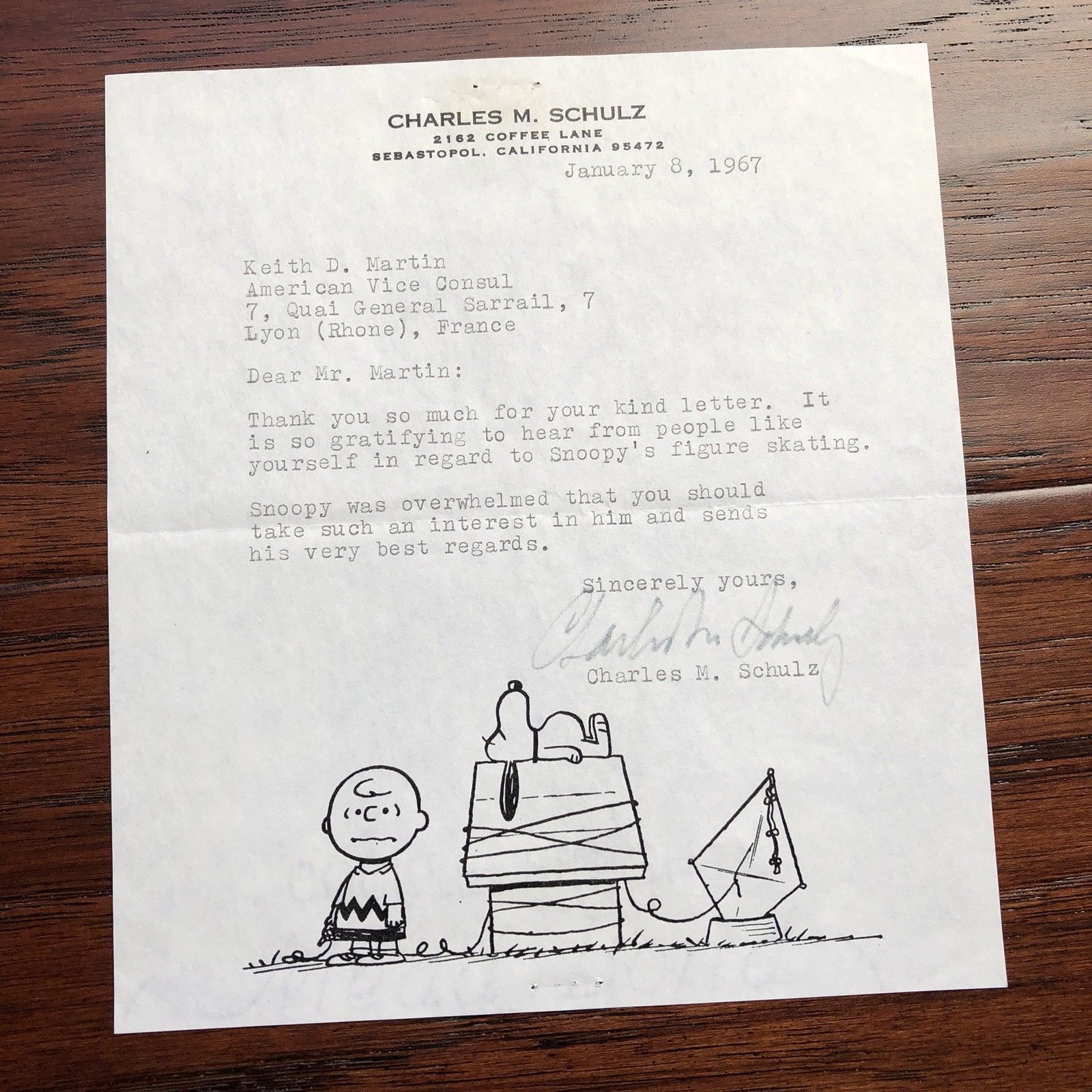 CHARLES M. SCHULZ * Autograph Peanuts Letter Signed * RR Auction COA