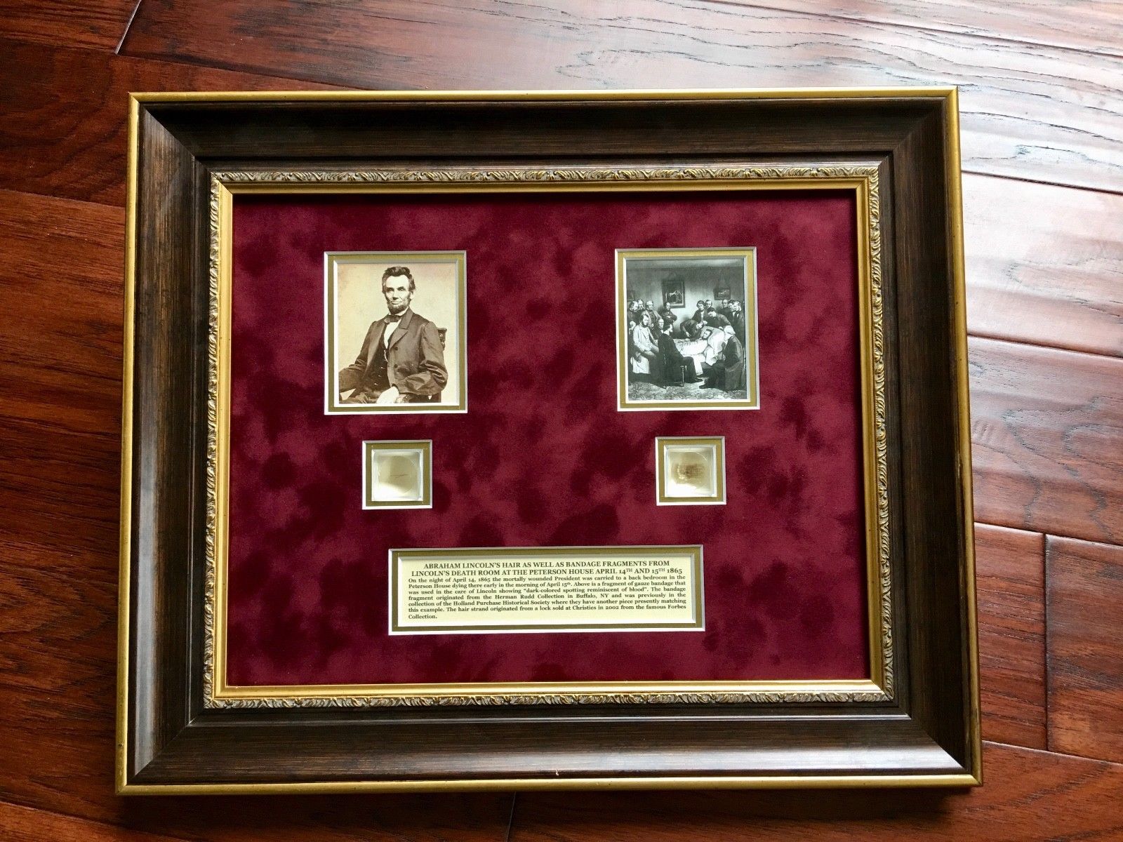 ABRAHAM LINCOLN * Genuine DEATHBED BANDAGE Relic + HAIR + PSA Cut Words * COAs