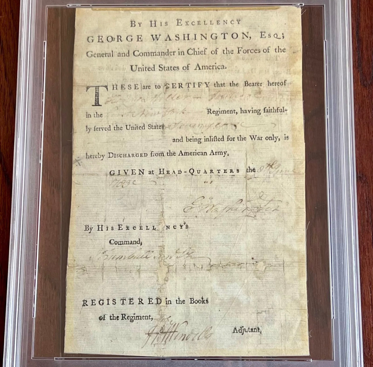 GEORGE WASHINGTON PSA Autograph VALLEY FORGE Revolutionary War Discharge SIGNED