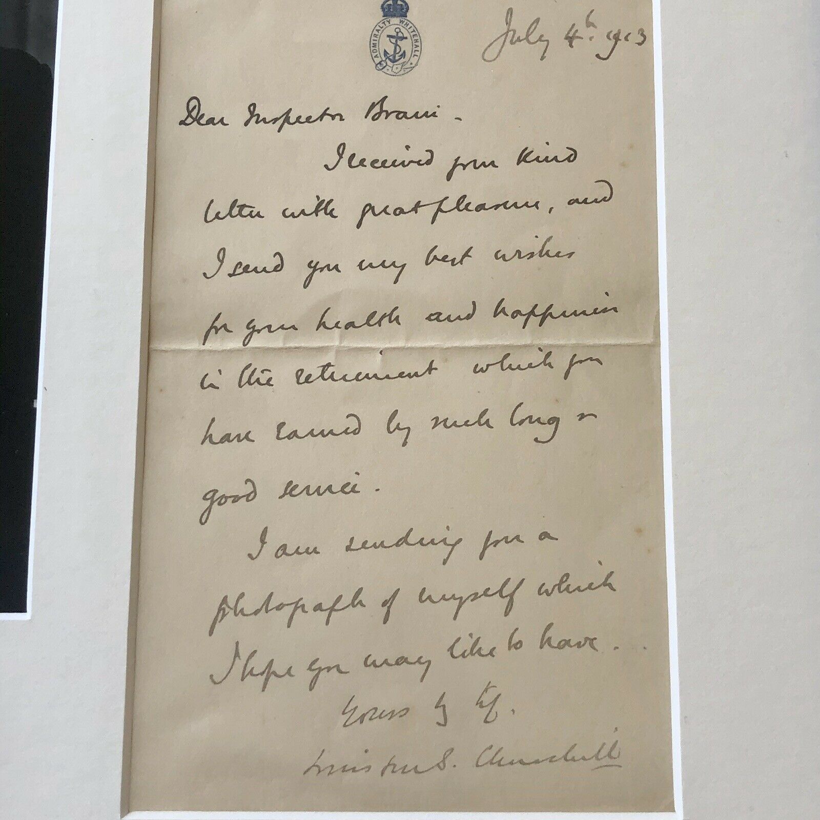 WINSTON S. CHURCHILL * JSA LOA * Authentic Handwritten AUTOGRAPH Letter SIGNED
