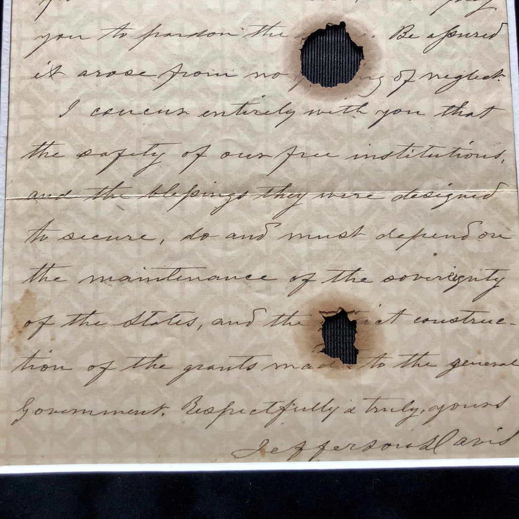 JEFFERSON DAVIS * "Sovereignty of the States" * AUTOGRAPH Letter Signed *
