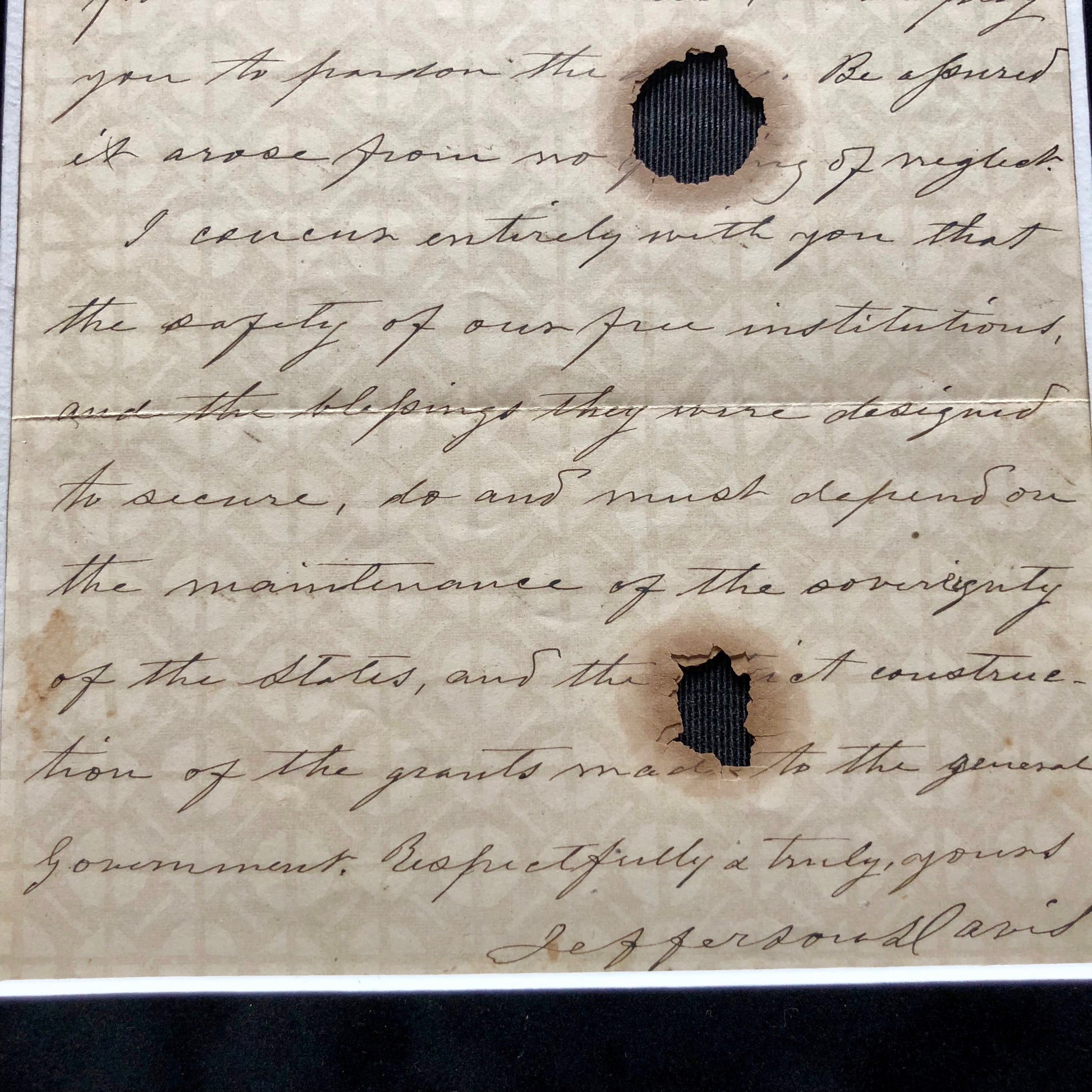 JEFFERSON DAVIS * "Sovereignty of the States" * AUTOGRAPH Letter Signed *
