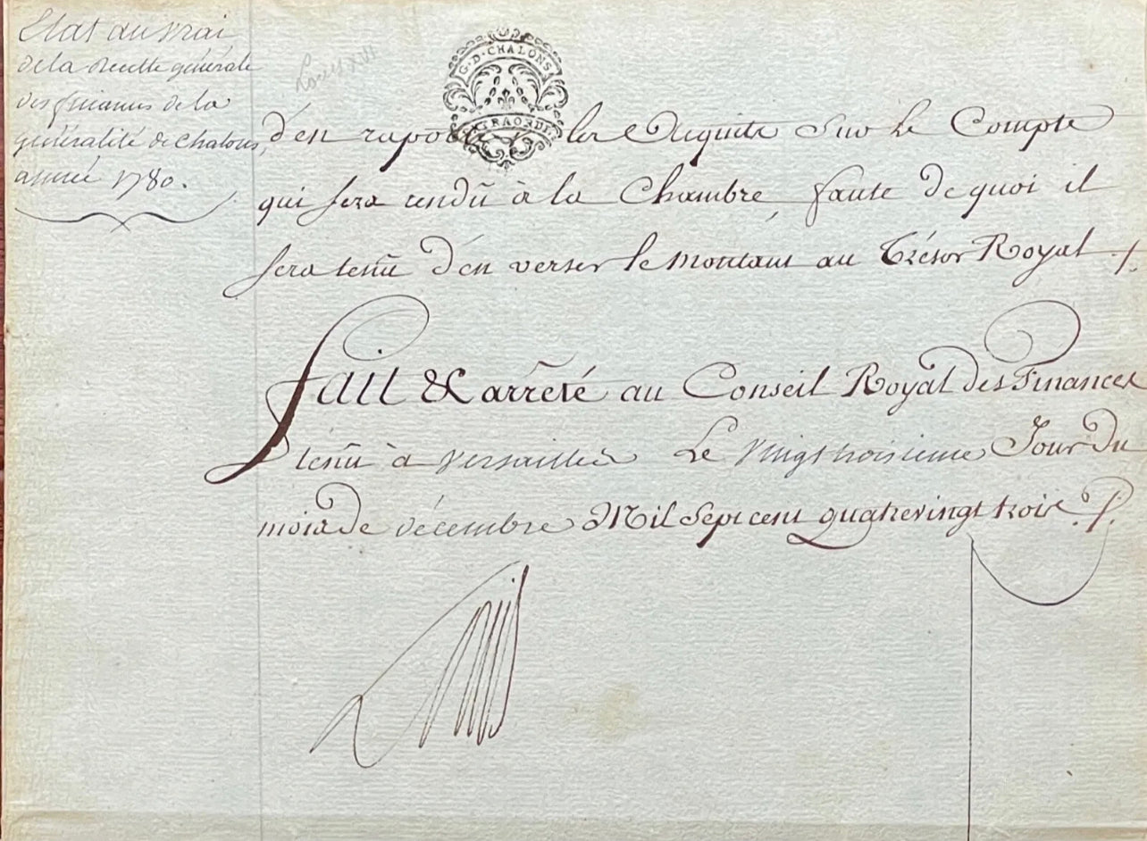 LOUIS XVI * JSA LOA * Beheaded King Signed Excessive Spending Document Autograph