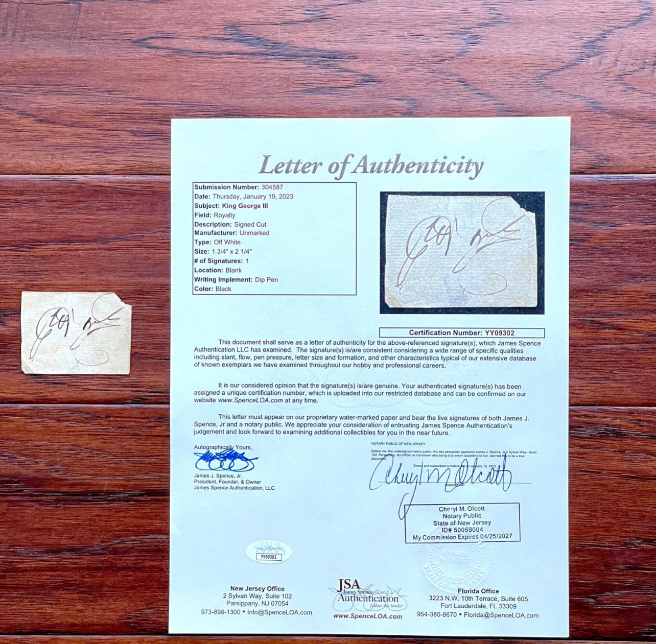 KING GEORGE III  * JSA * "Mad" Cut Signature AUTOGRAPH Signed