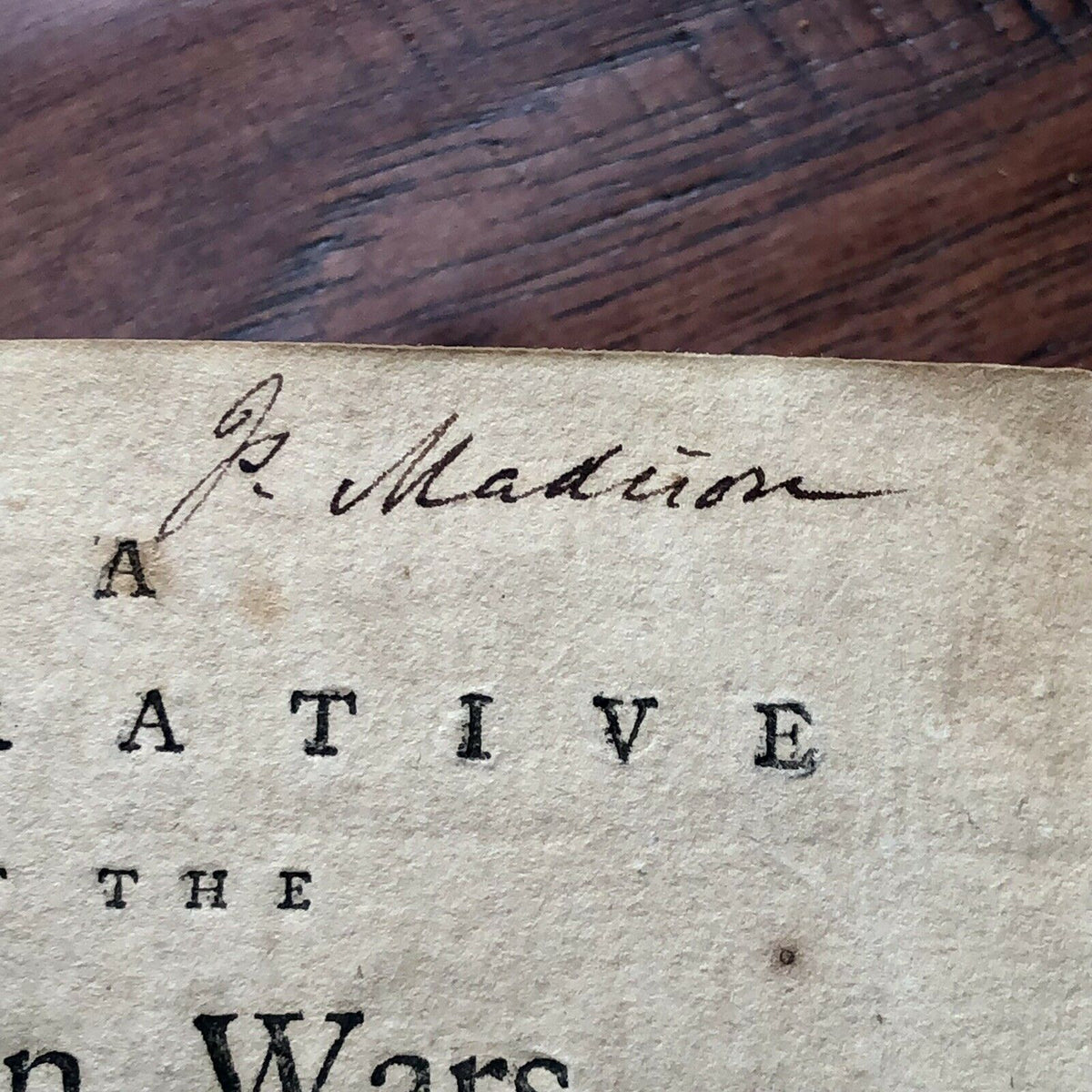 JAMES MADISON * Beckett * Signed Book from his Library On Native Wars Autograph