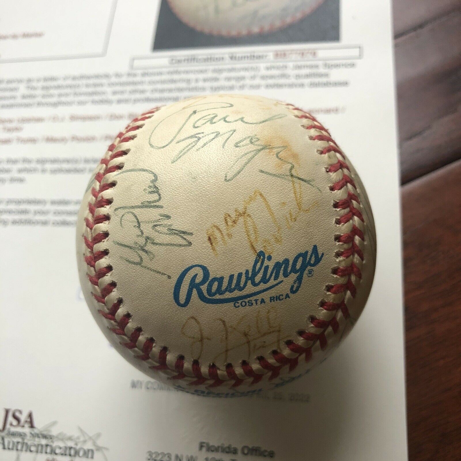 DONALD TRUMP & OJ SIMPSON * JSA LOA * Proof Autograph Signed Rawlings Baseball