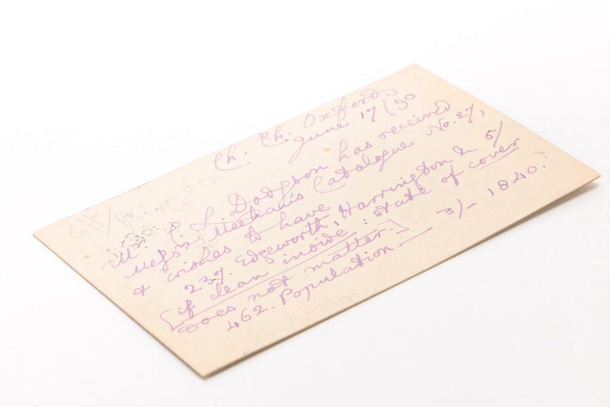LEWIS CARROLL * JSA LOA * Charles L Dodgson Autograph Note Signed * Orders Books