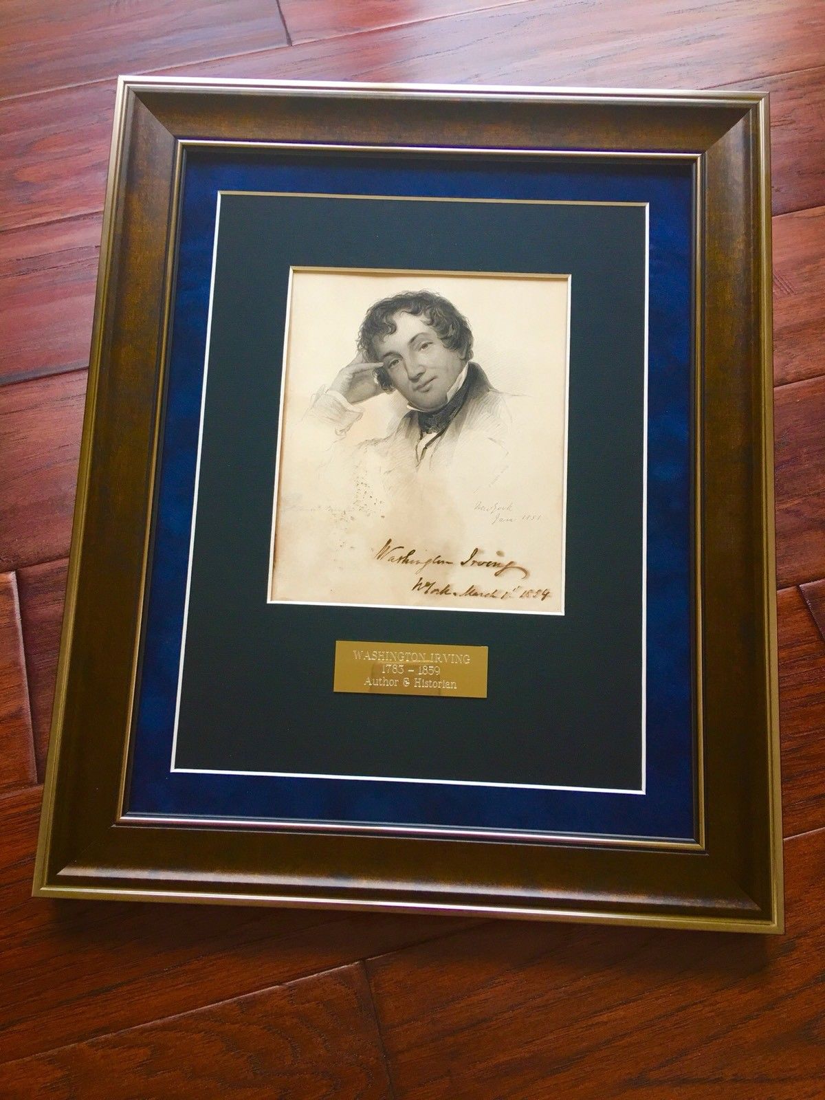 WASHINGTON IRVING * 1/1 SIGNED ENGRAVING * The Legend of Sleepy Hollow Autograph