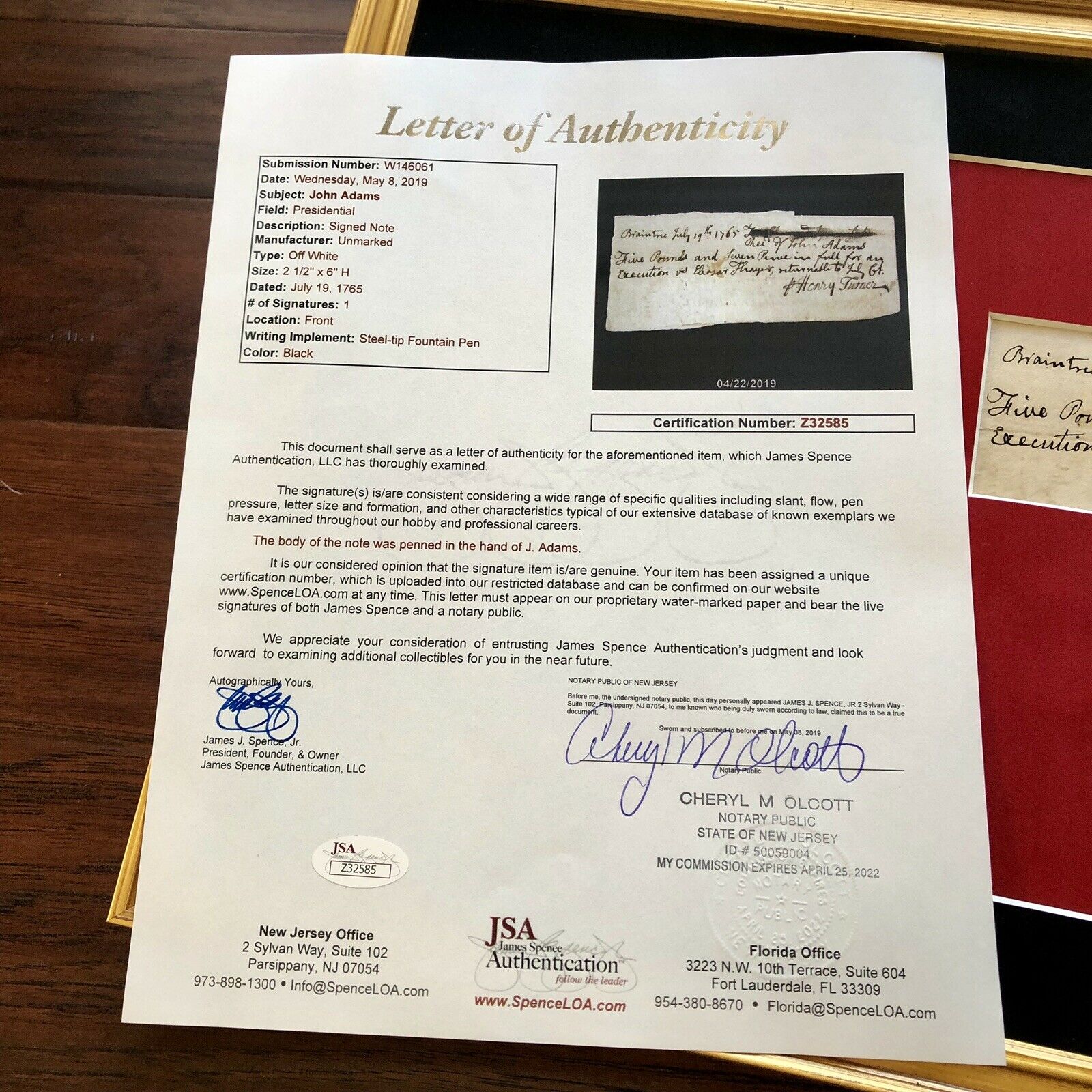 JOHN ADAMS * JSA COA * Scarce AUTOGRAPH Handwritten Note SIGNED * 2nd President