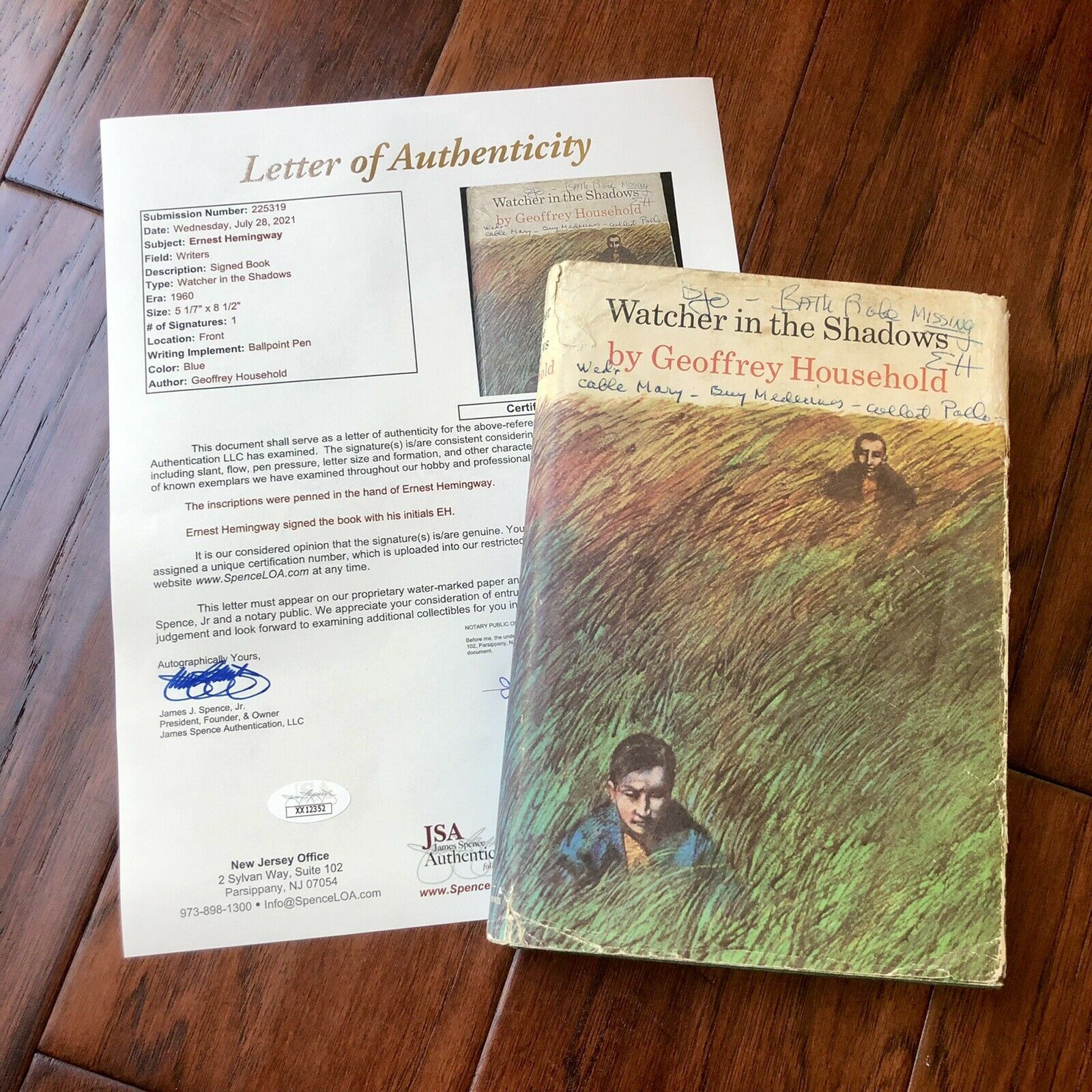 ERNEST HEMINGWAY * JSA LOA * Owned Signed & Annotated Book from his Library *