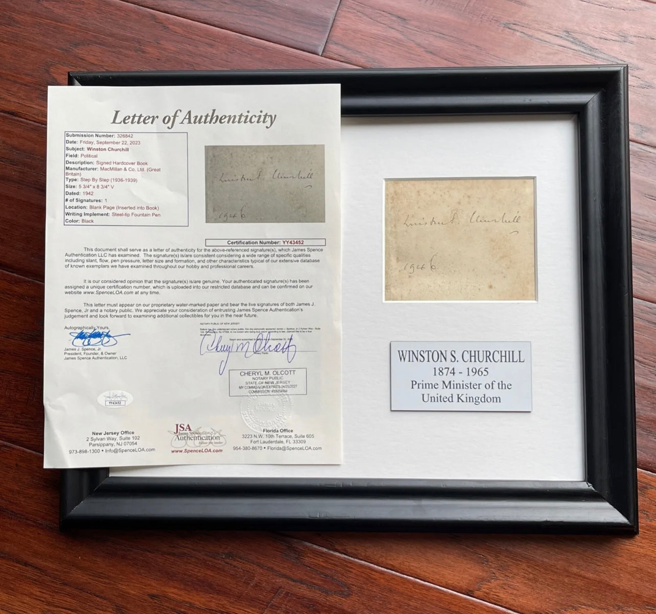 WINSTON CHURCHILL * JSA * UK Prime Minister AUTOGRAPH Cut Signature SIGNED 1946