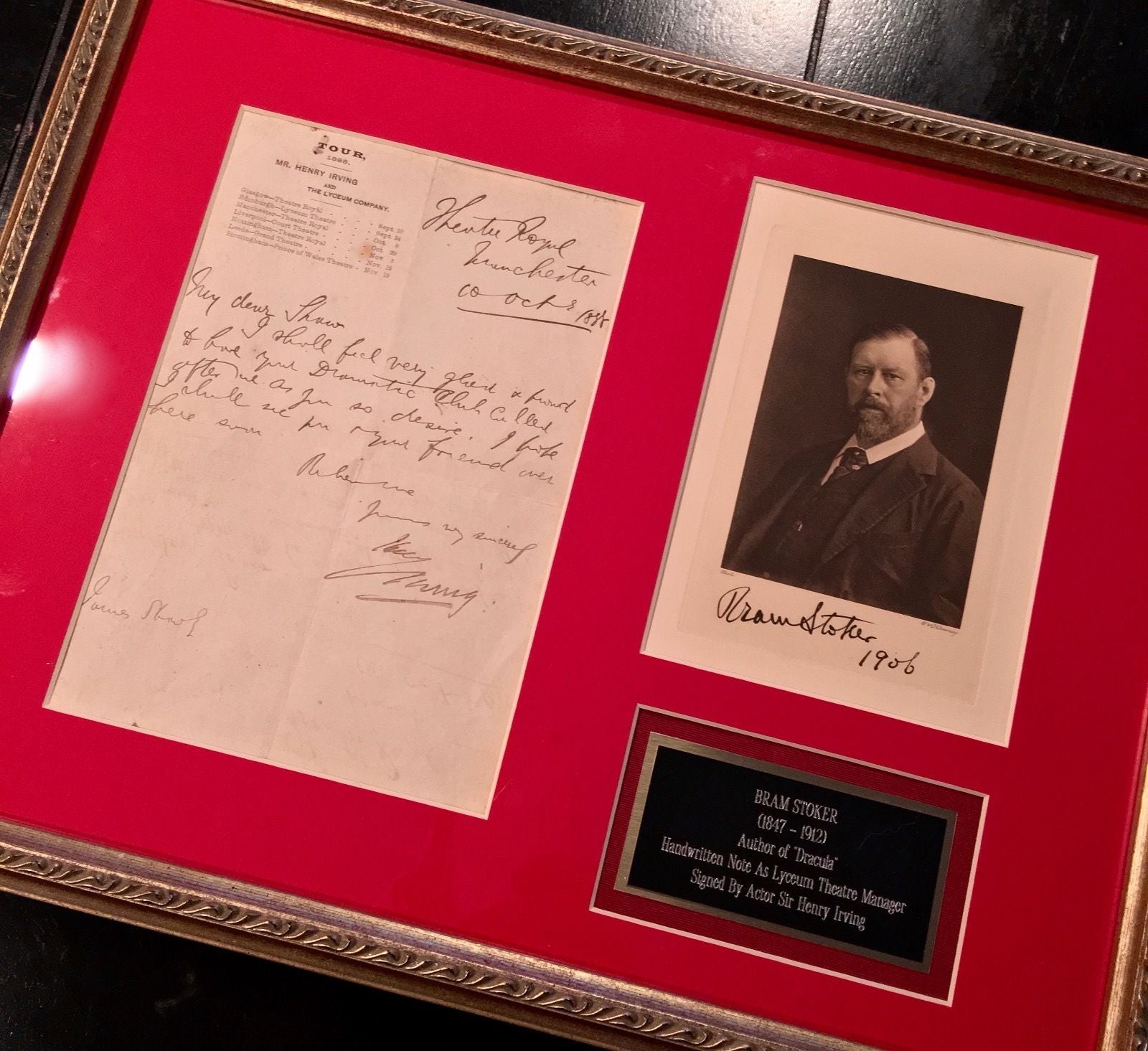 BRAM STOKER Handwritten AUTOGRAPH Note DRACULA Not SIGNED Henry Irving