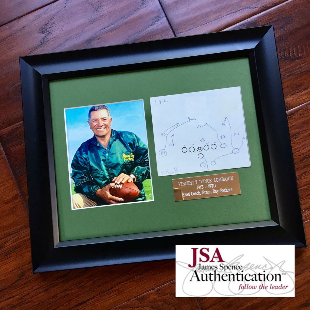 VINCE LOMBARDI JSA COA Scarce Handwritten Play Packers
