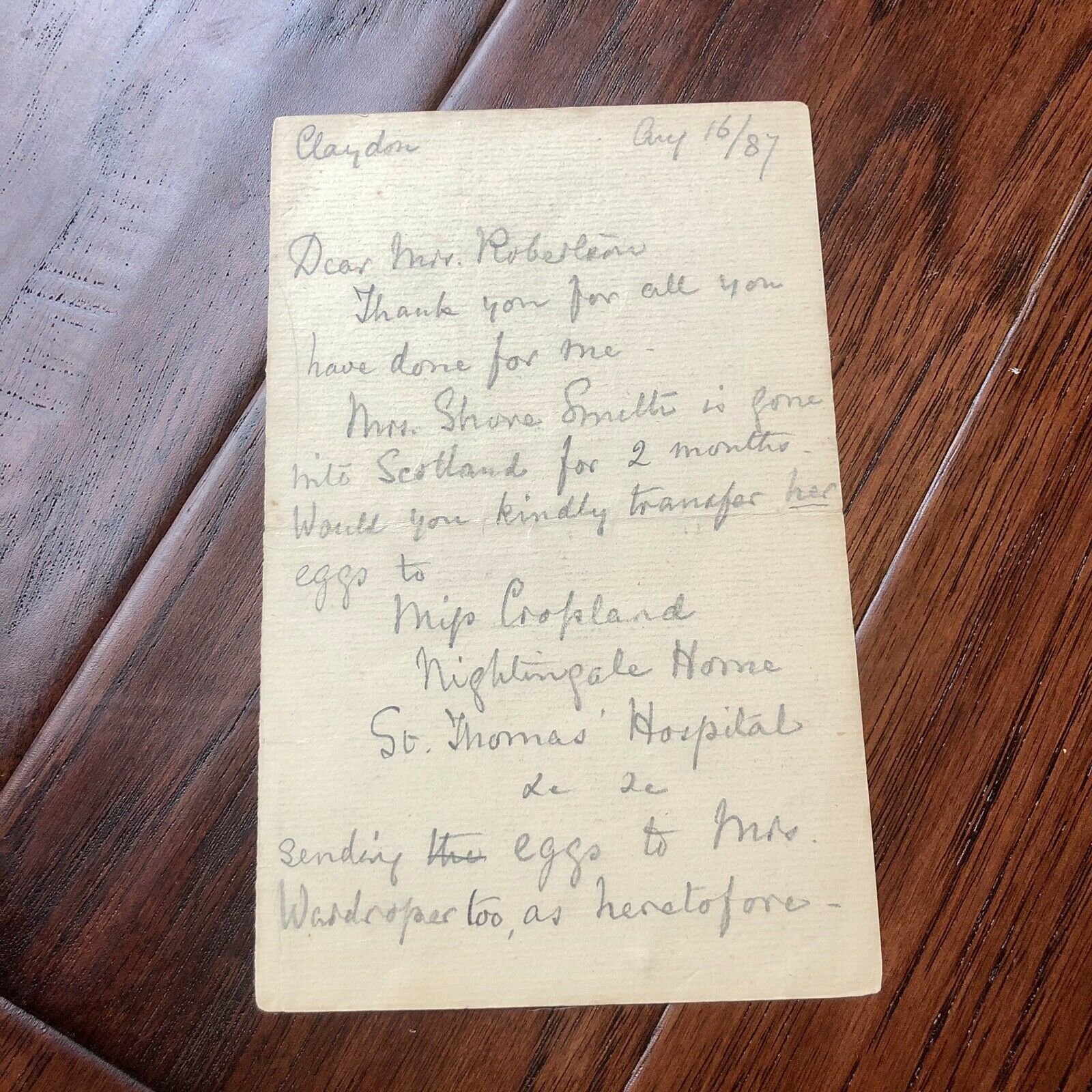 FLORENCE NIGHTINGALE * BAS Beckett * Signed Handwritten Letter Autograph * Nurse