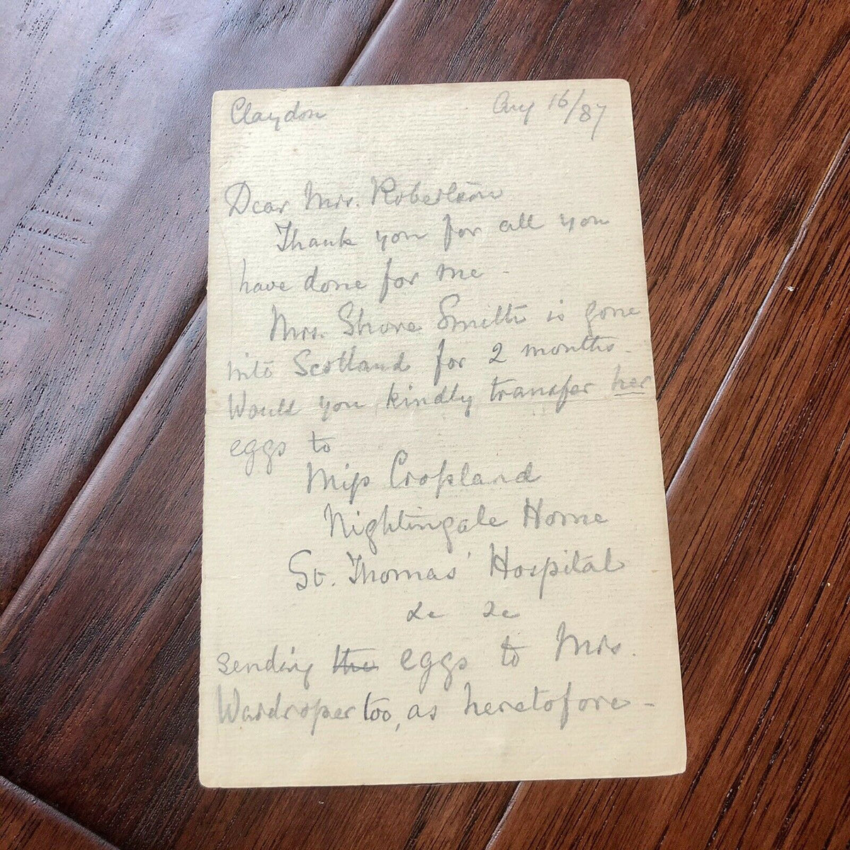 FLORENCE NIGHTINGALE * BAS Beckett * Signed Handwritten Letter Autograph * Nurse