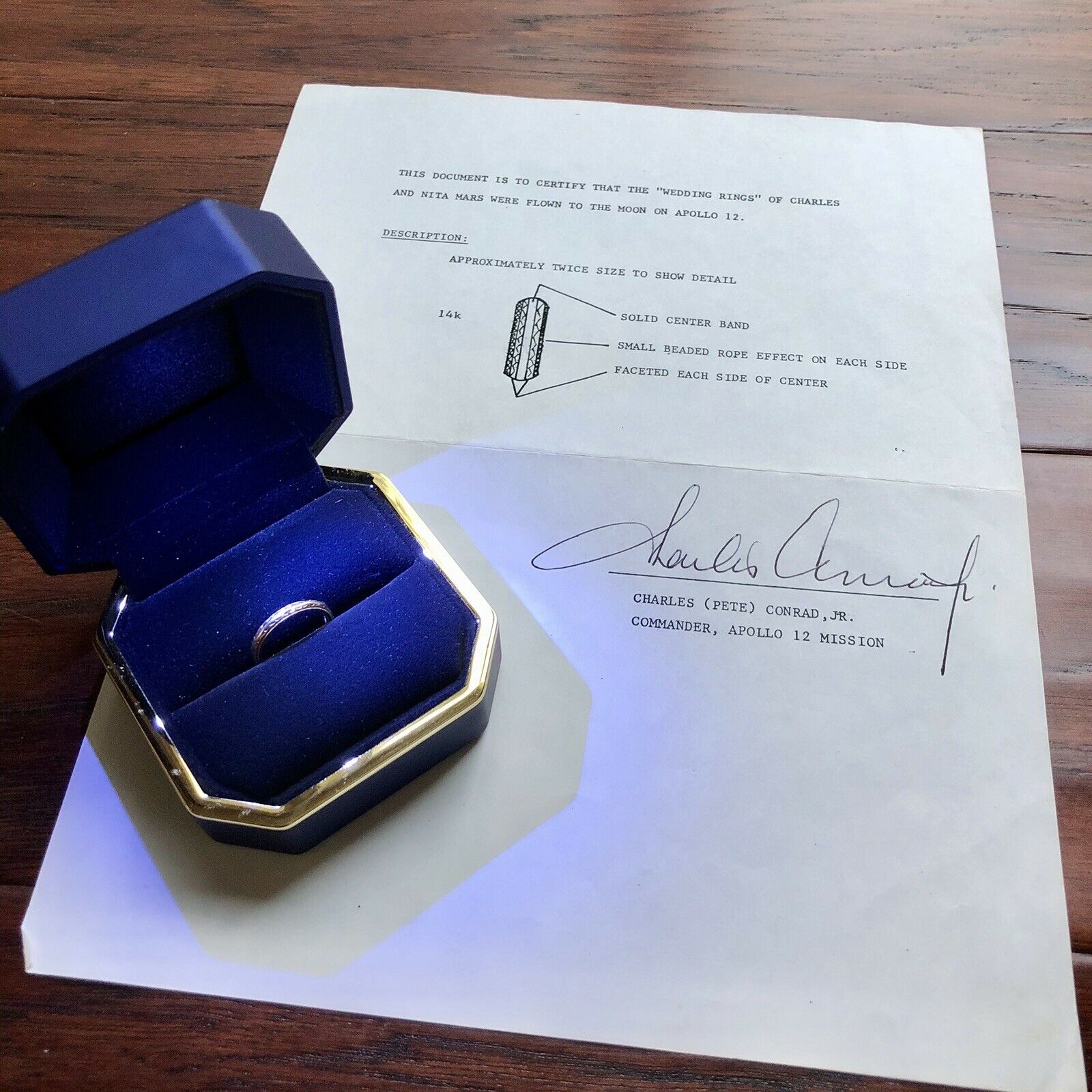 APOLLO 12 * Ladies Wedding Ring Flown to the Moon * Charles Conrad COA * Signed
