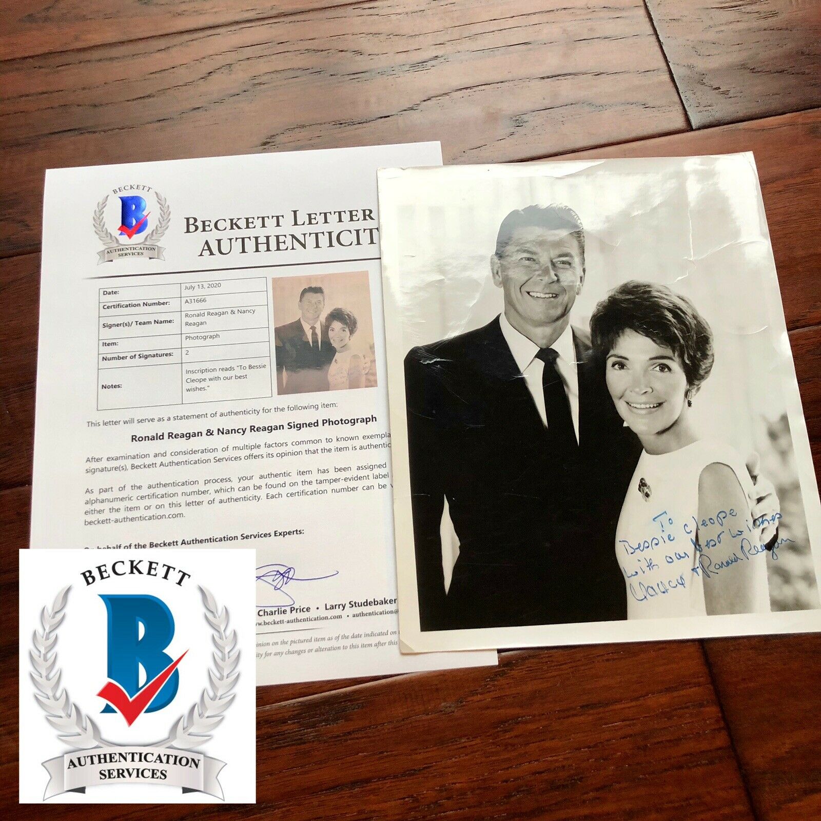RONALD & NANCY REAGAN * BAS Beckett * Autograph Inscribed Signed Photo