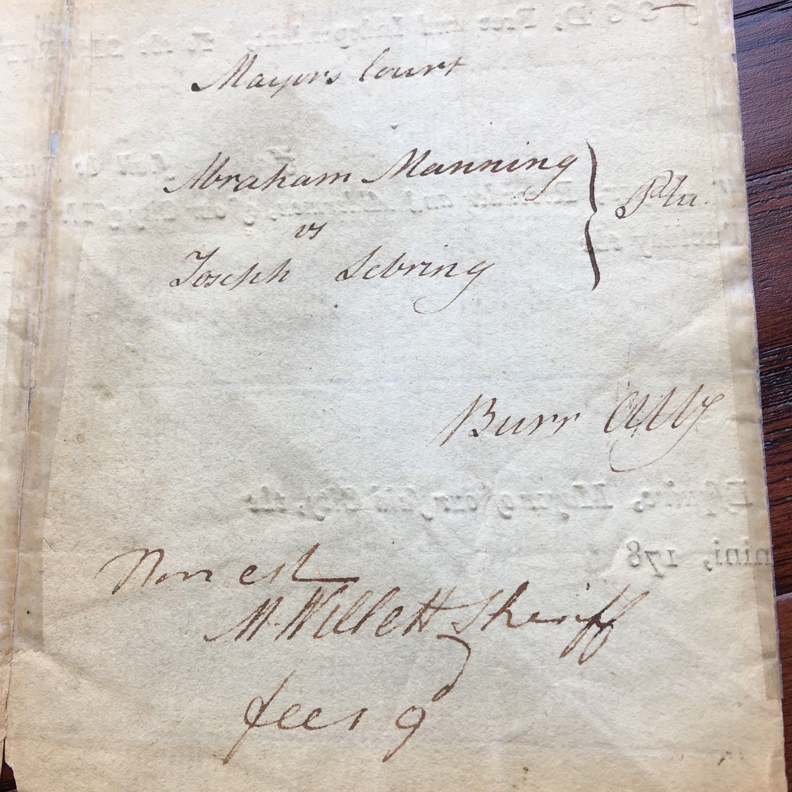 AARON BURR * Autograph HAND SIGNED EARLY Legal Doc * Dueled ALEXANDER HAMILTON