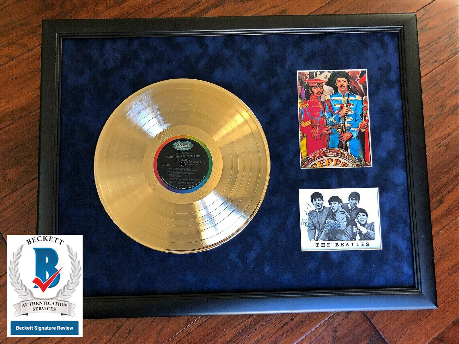PAUL MCCARTNEY + RINGO STARR SIGNED Beatles PEPPER Autographs Gold Record * COA