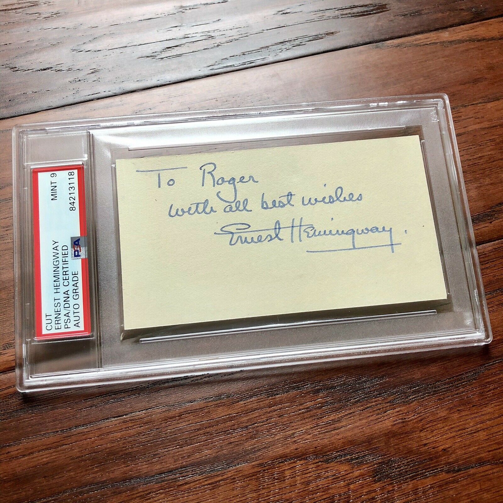 ERNEST HEMINGWAY * PSA/DNA Mint 9 * Hand Signed Autograph Card * Book Author