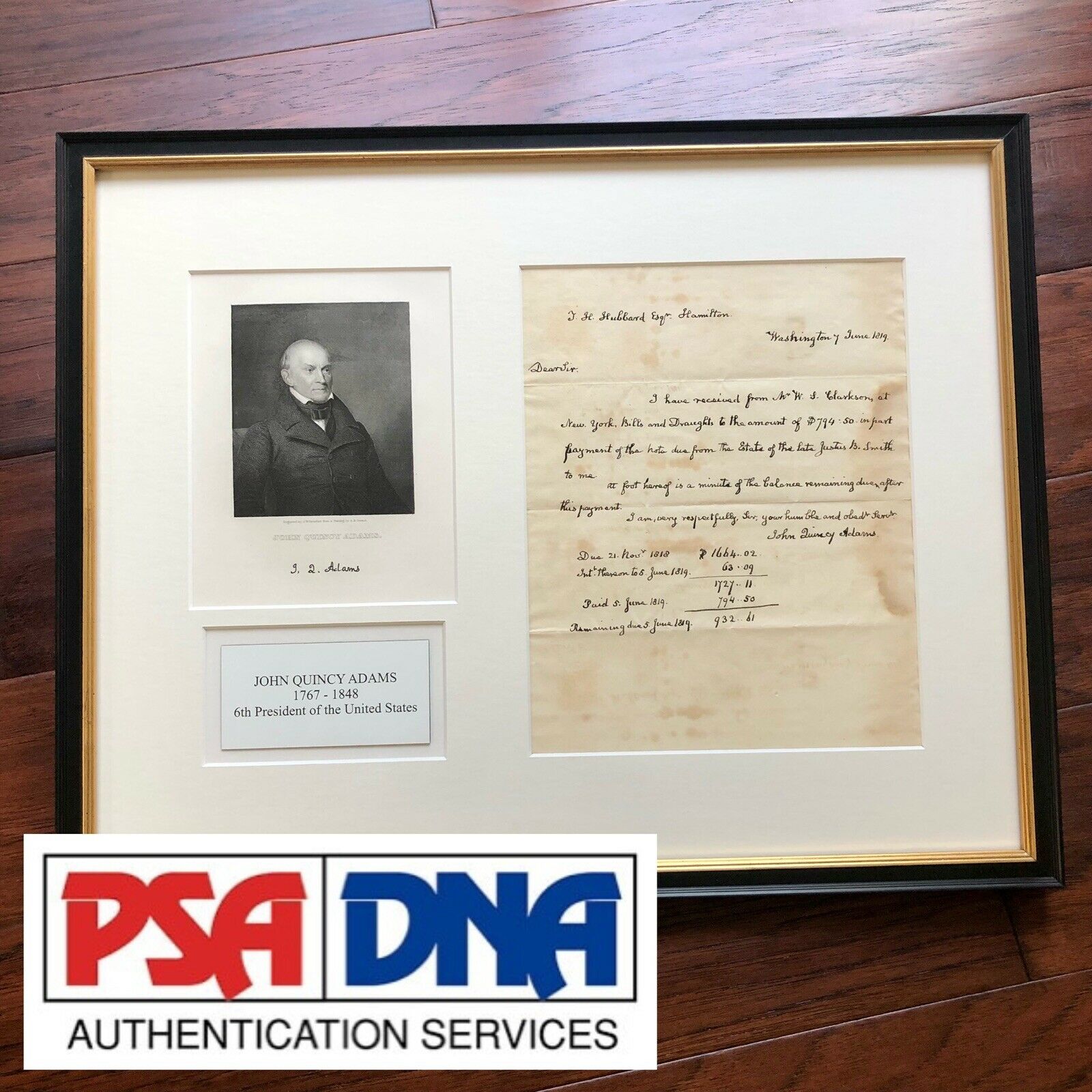 JOHN QUINCY ADAMS * PSA/DNA * Handwritten Autograph Letter Signed Full Signature
