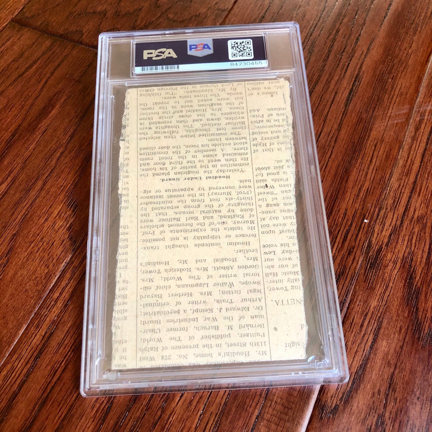 HARRY HOUDINI * PSA/DNA * Autograph Encapsulated Mind Reader Newspaper Signed *