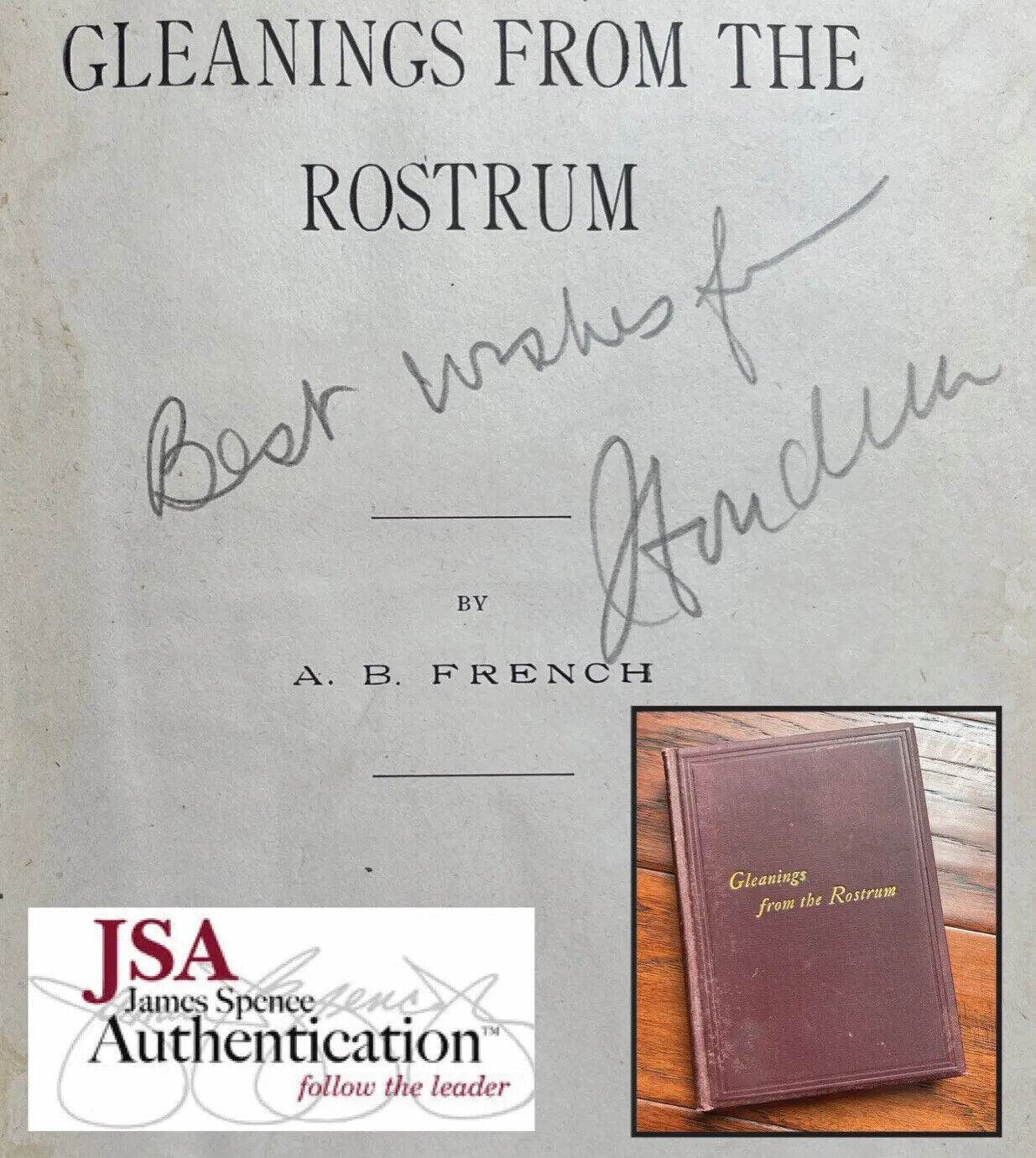 HARRY HOUDINI * JSA LOA * AUTOGRAPH Spiritualism Book "Gleanings" Signed