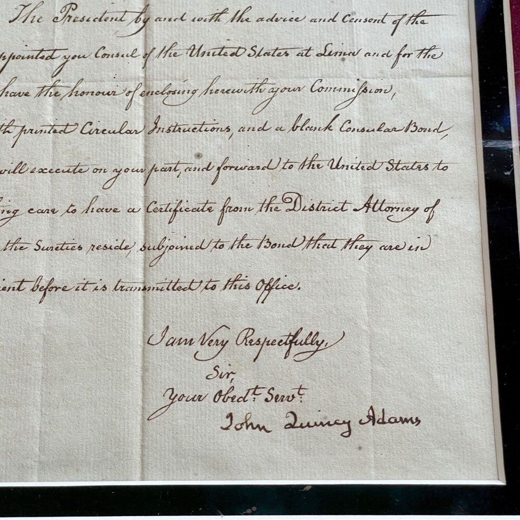 JOHN QUINCY ADAMS * JSA * Autograph Diplomatic Commission Letter Signed * Peru