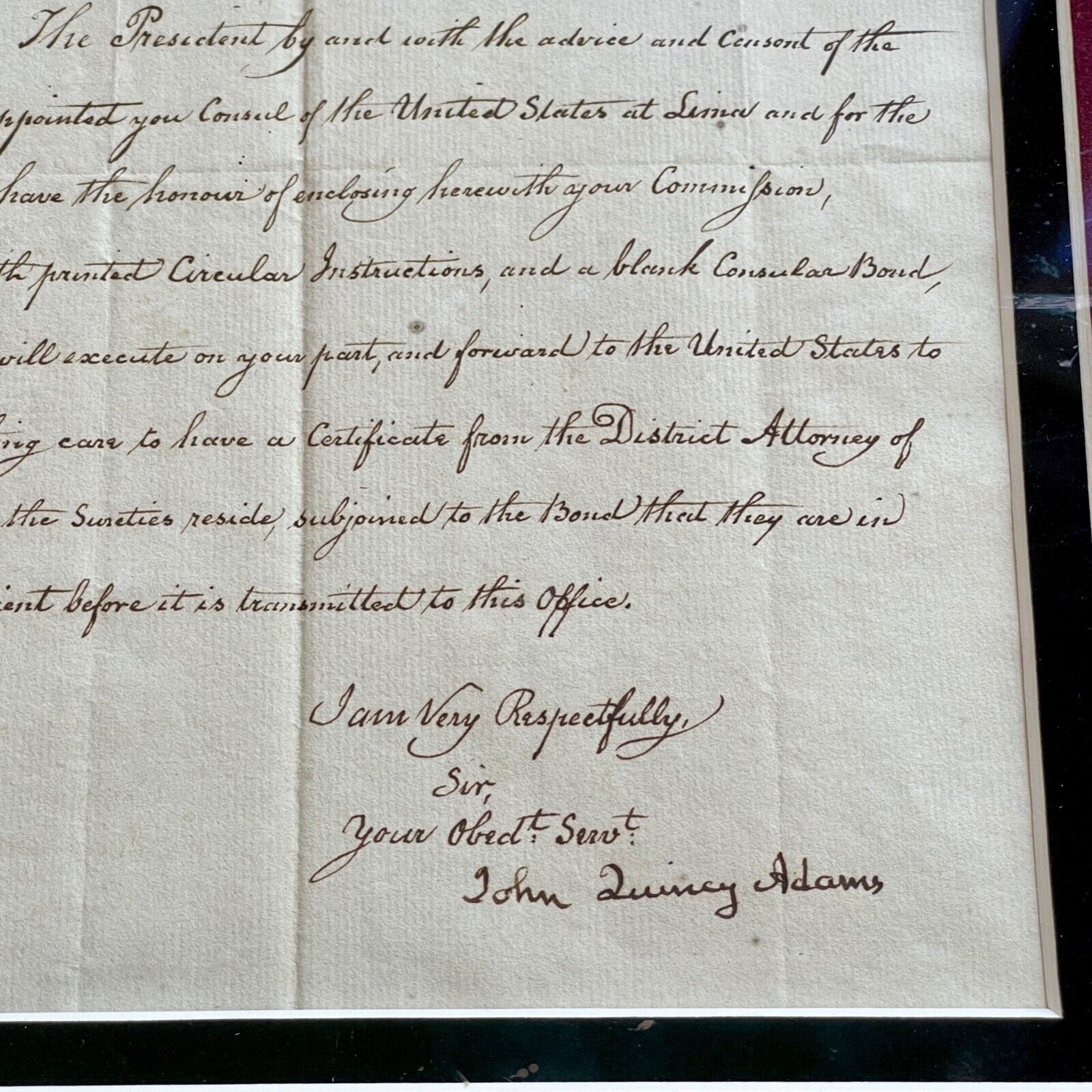 JOHN QUINCY ADAMS * JSA * Autograph Diplomatic Commission Letter Signed * Peru
