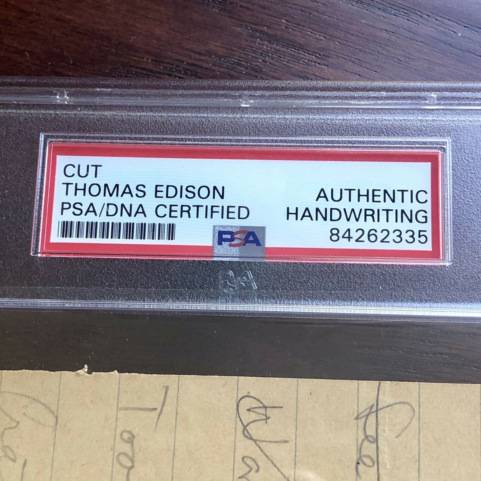 Thomas Edison * PSA/DNA Slab * Handwritten Autograph Note Signed * Encapsulated