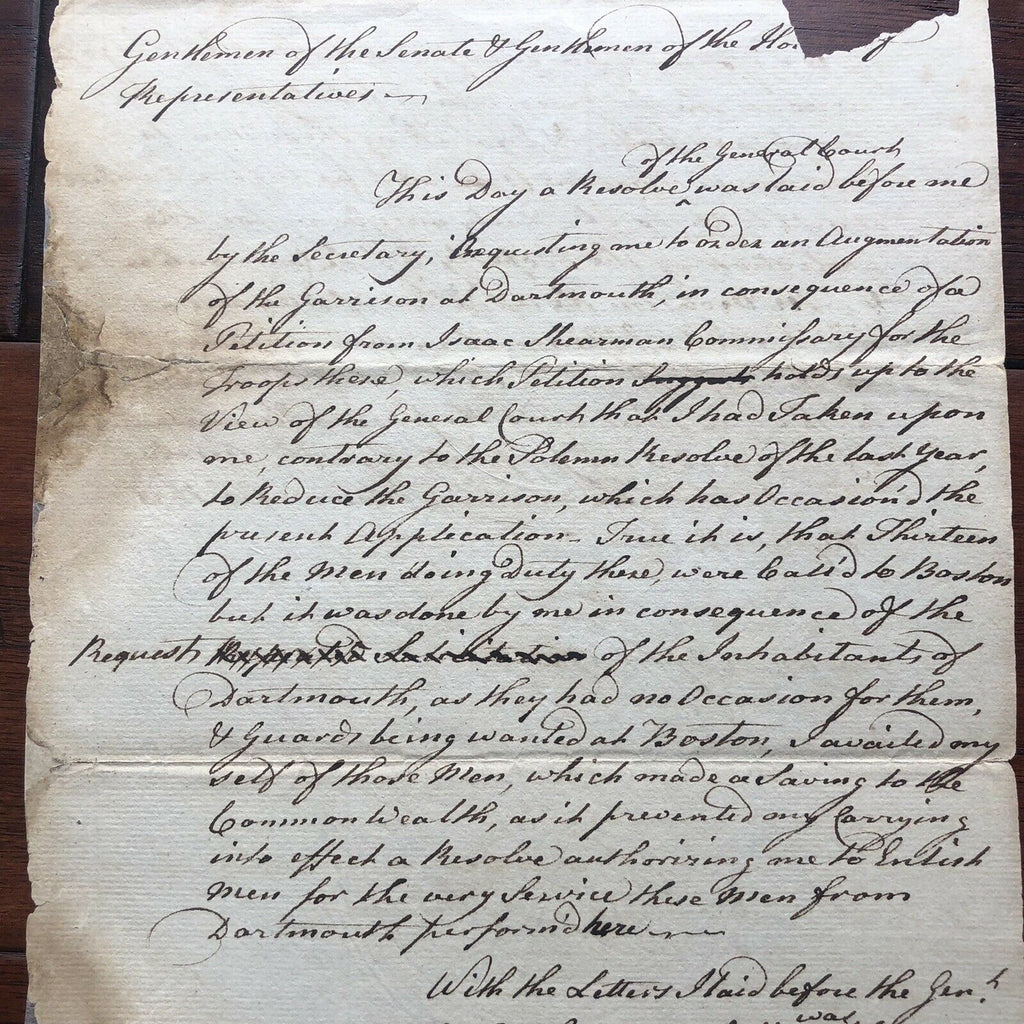 JOHN HANCOCK * JSA * Handwritten Draft Reinforcing Troops * No Autograph Signed
