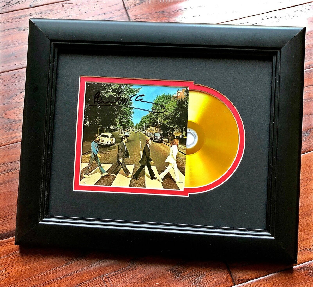 PAUL MCCARTNEY * Perry Cox * ABBEY ROAD Autograph Mini GOLD RECORD Signed BEATLE