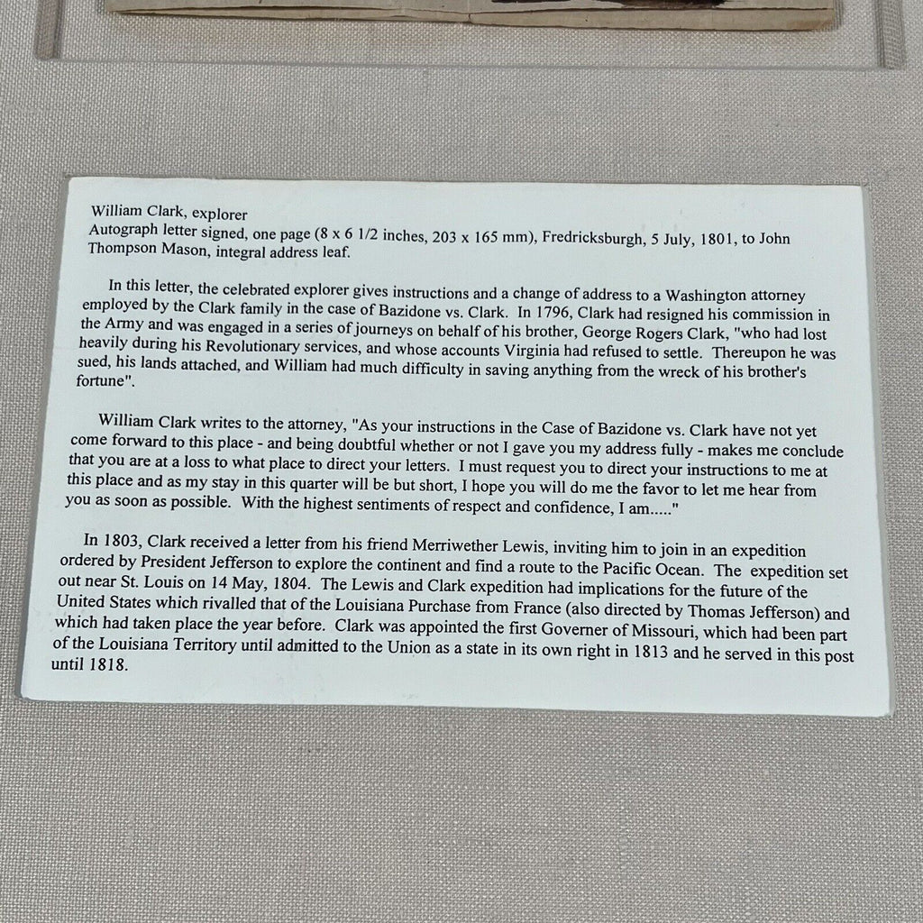 WILLIAM CLARK * PSA/DNA * Lewis & Clark Handwritten Autograph Letter Signed