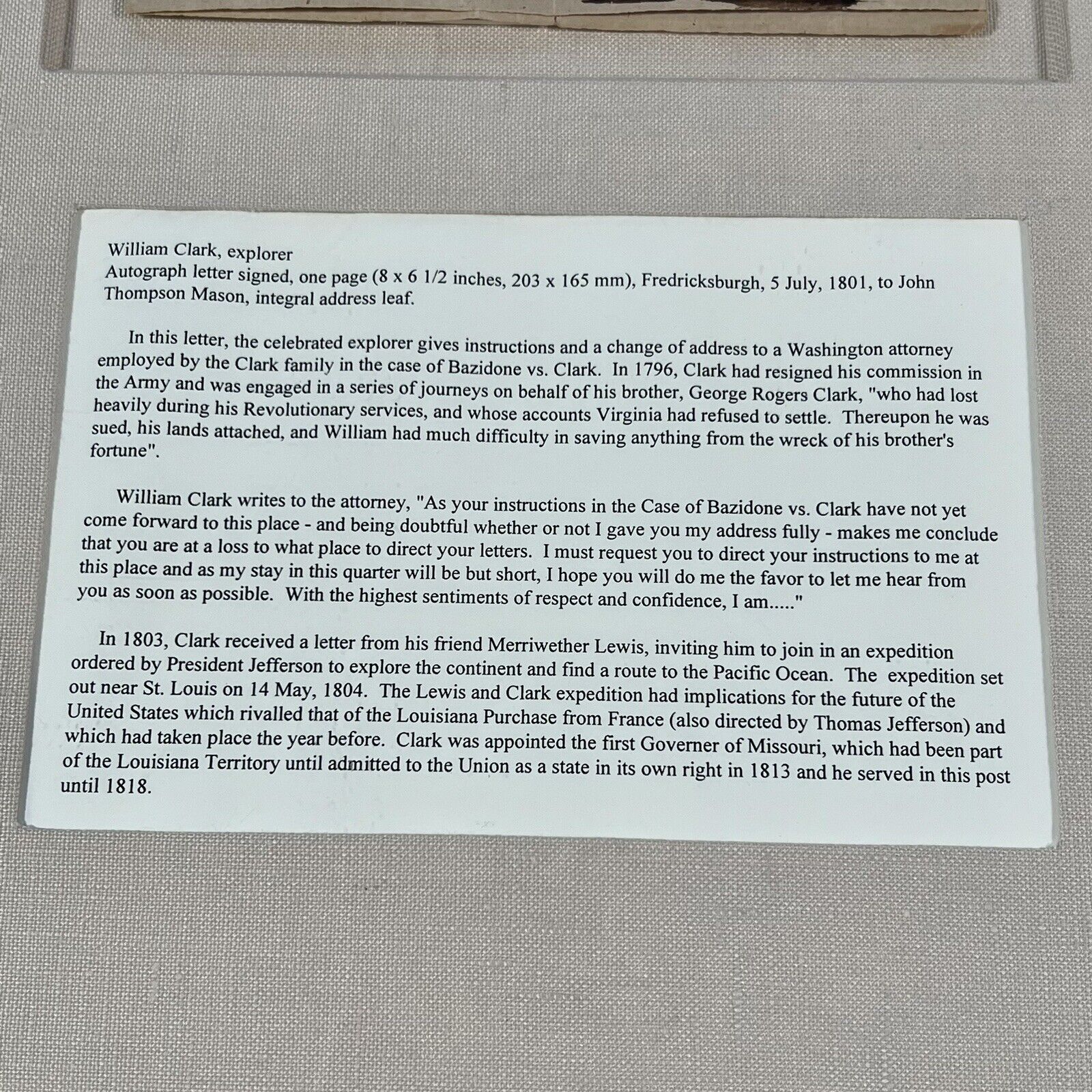 WILLIAM CLARK * PSA/DNA * Lewis & Clark Handwritten Autograph Letter Signed