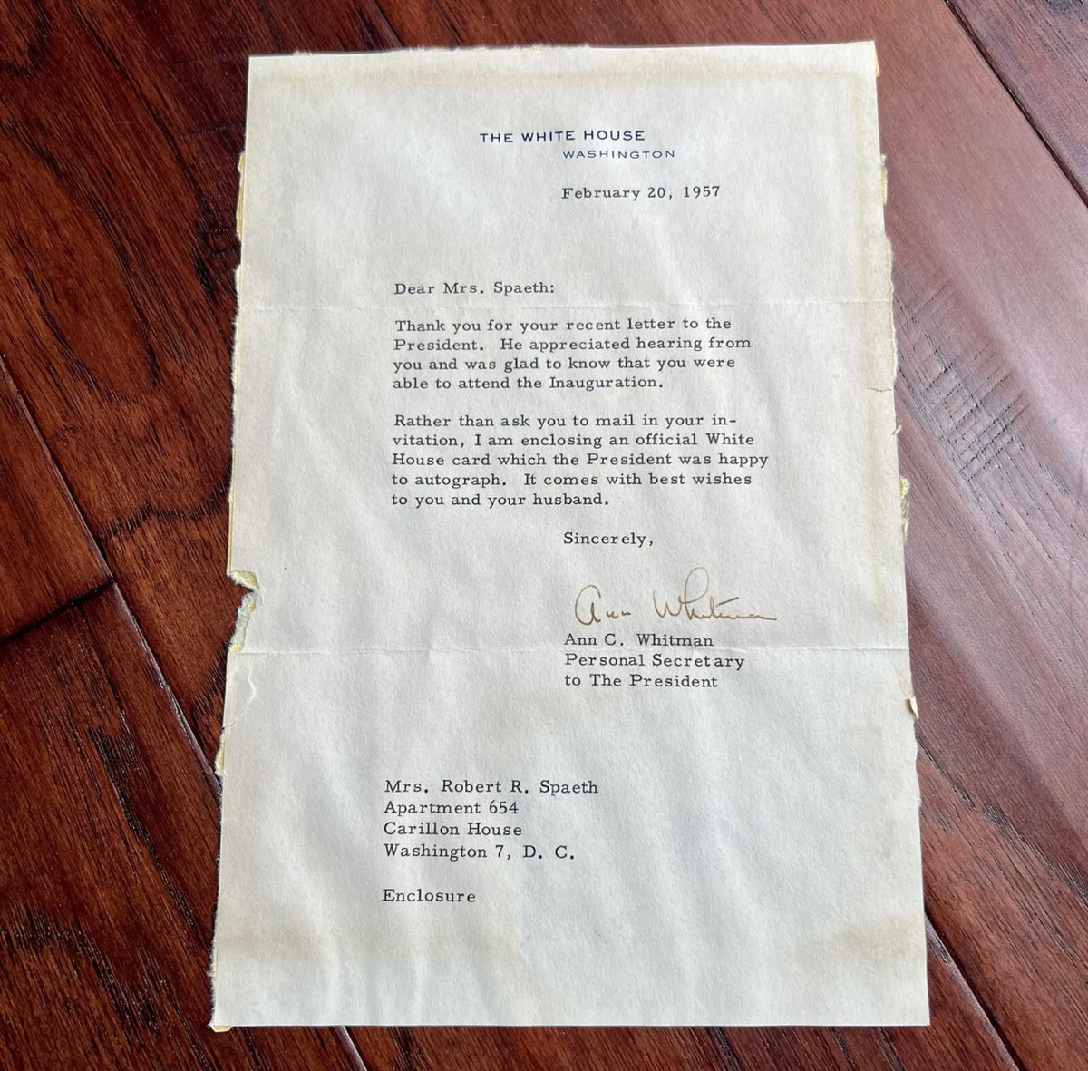 DWIGHT D. EISENHOWER * BAS BECKETT Slab * Signed White House Card Autograph