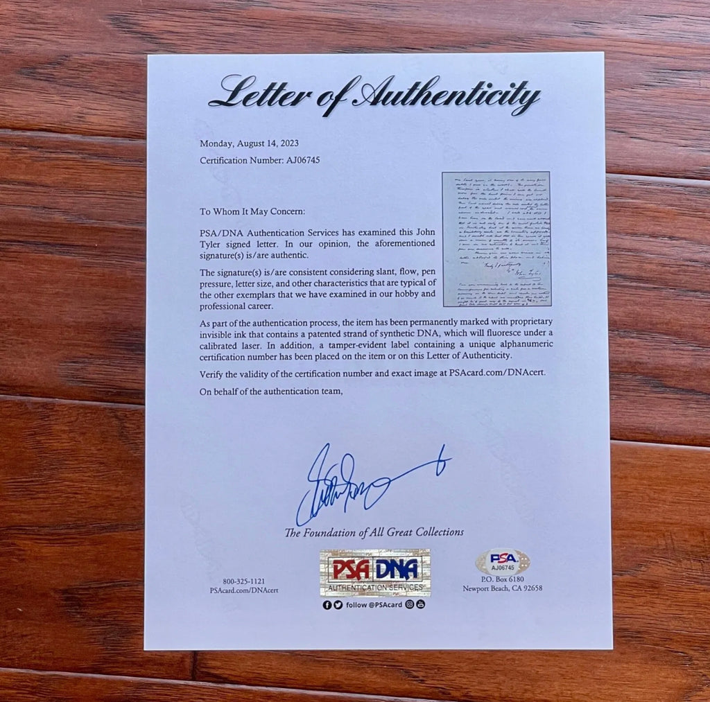 JOHN TYLER * PSA * Autograph Letter Signed Seeks Banker's Advice on Land Deal