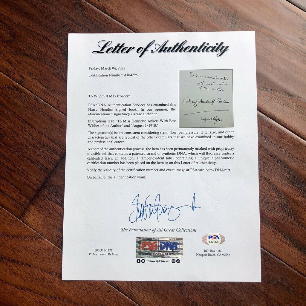 HARRY HOUDINI * PSA/DNA * Signed "Handcuff Houdini" Autograph Unmasking Book