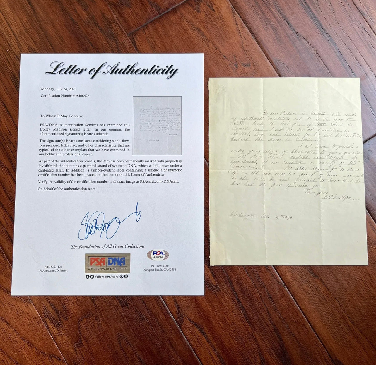 DOLLEY MADISON * PSA/DNA * Handwritten Autograph Letter Signed