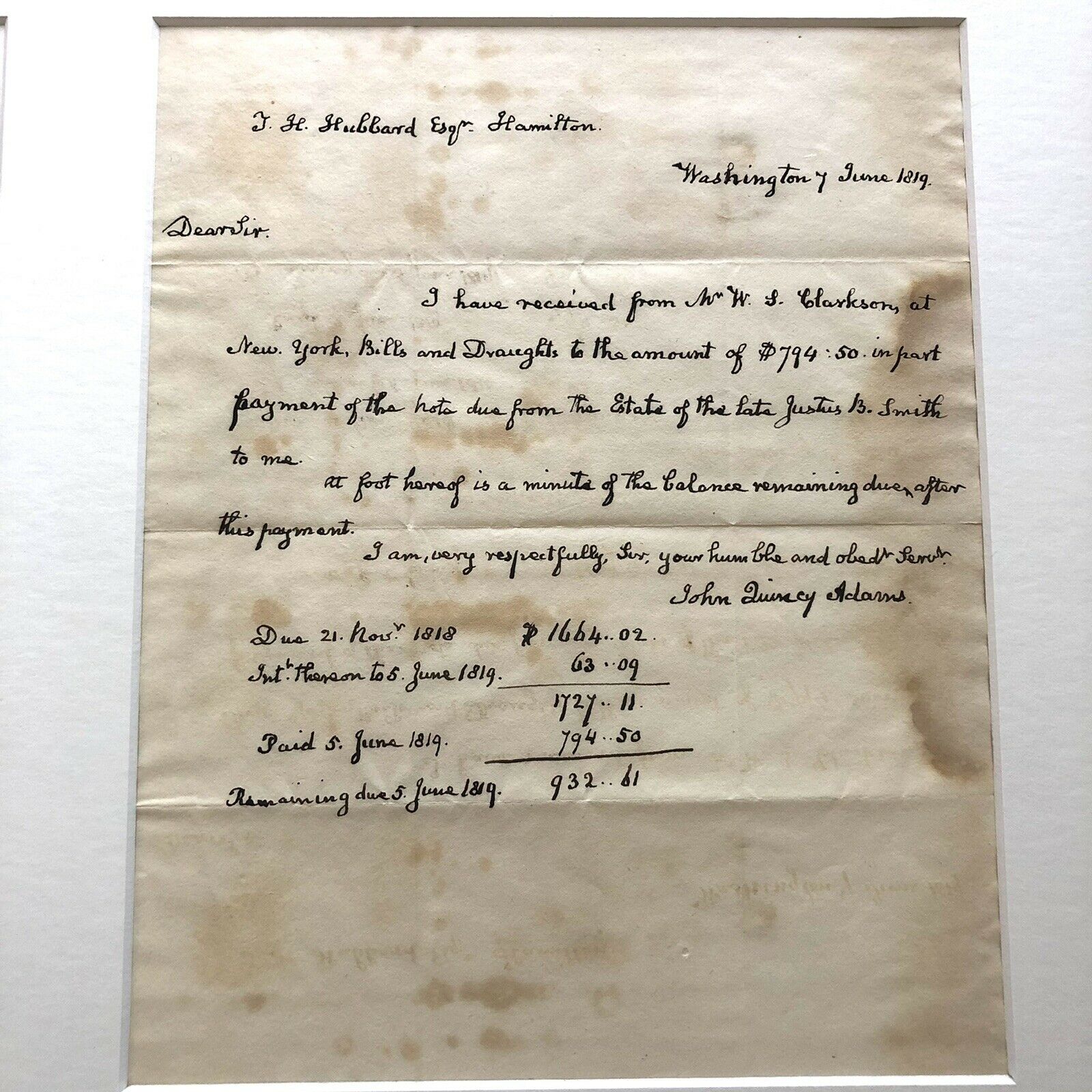 JOHN QUINCY ADAMS * PSA/DNA * Handwritten Autograph Letter Signed Full Signature