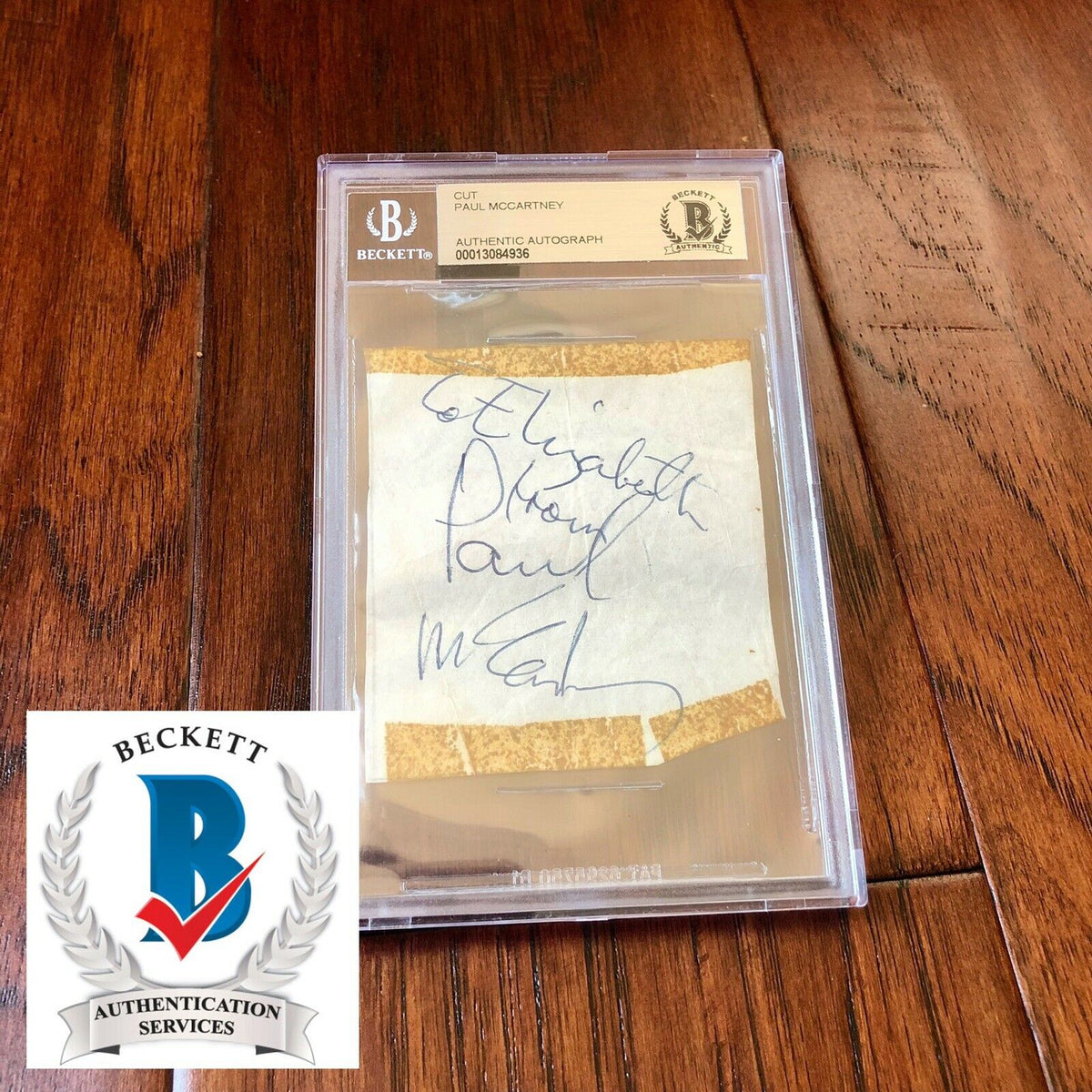 PAUL MCCARTNEY * BAS BECKETT SLAB * AUTOGRAPH CUT SIGNATURE SIGNED * THE BEATLES