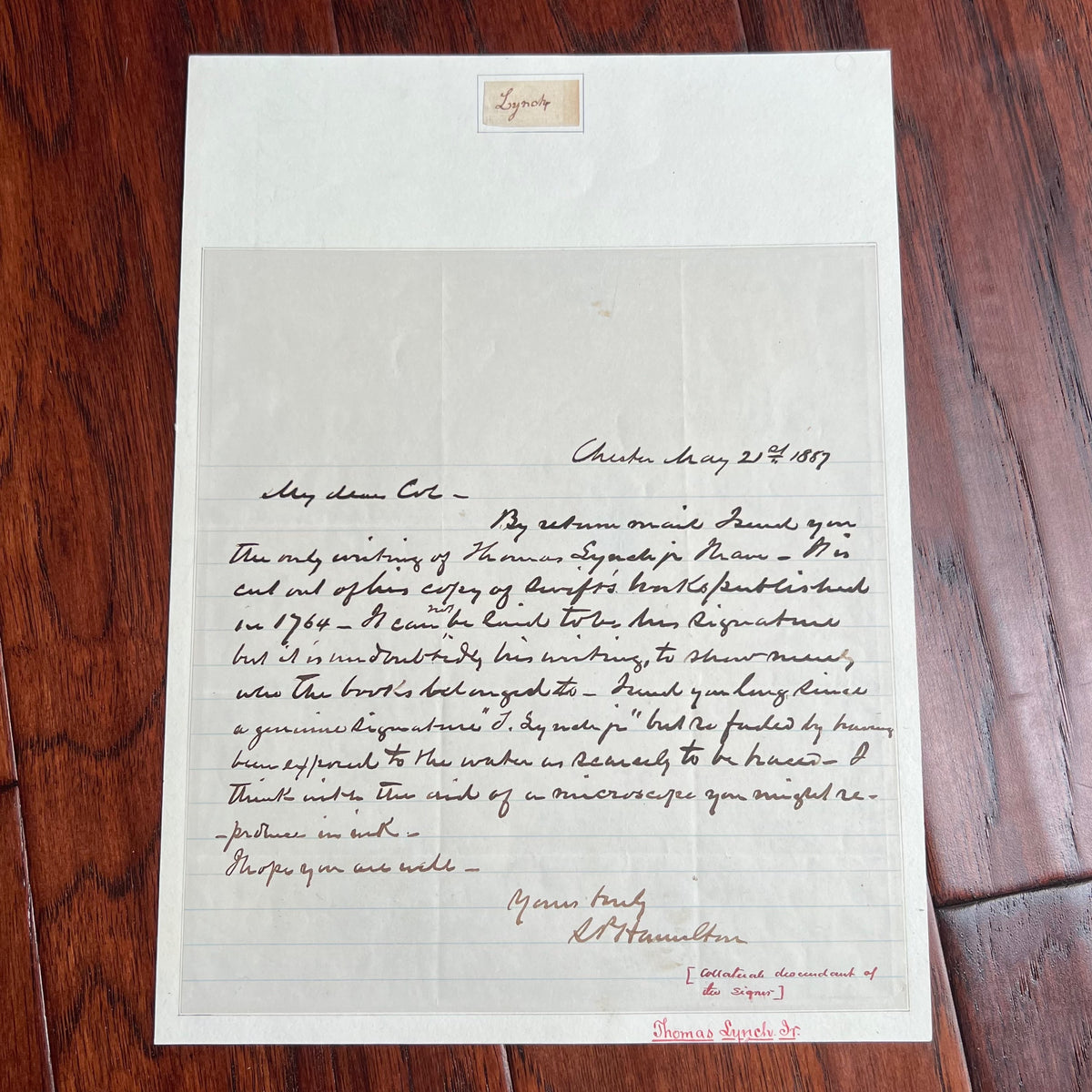 THOMAS LYNCH JR * PSA/DNA * Declaration of Independence Signer Autograph Signed