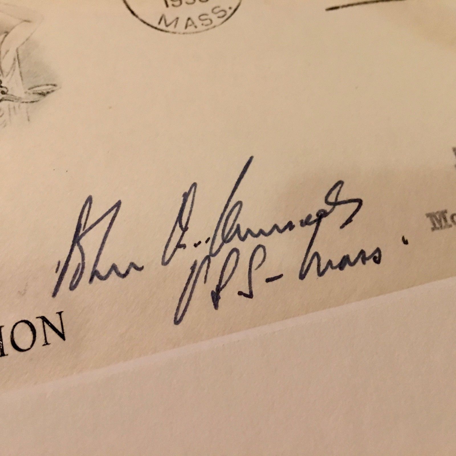 JOHN F. KENNEDY * JSA COA * Scarce "USS Mass" AUTOGRAPH Signed * President