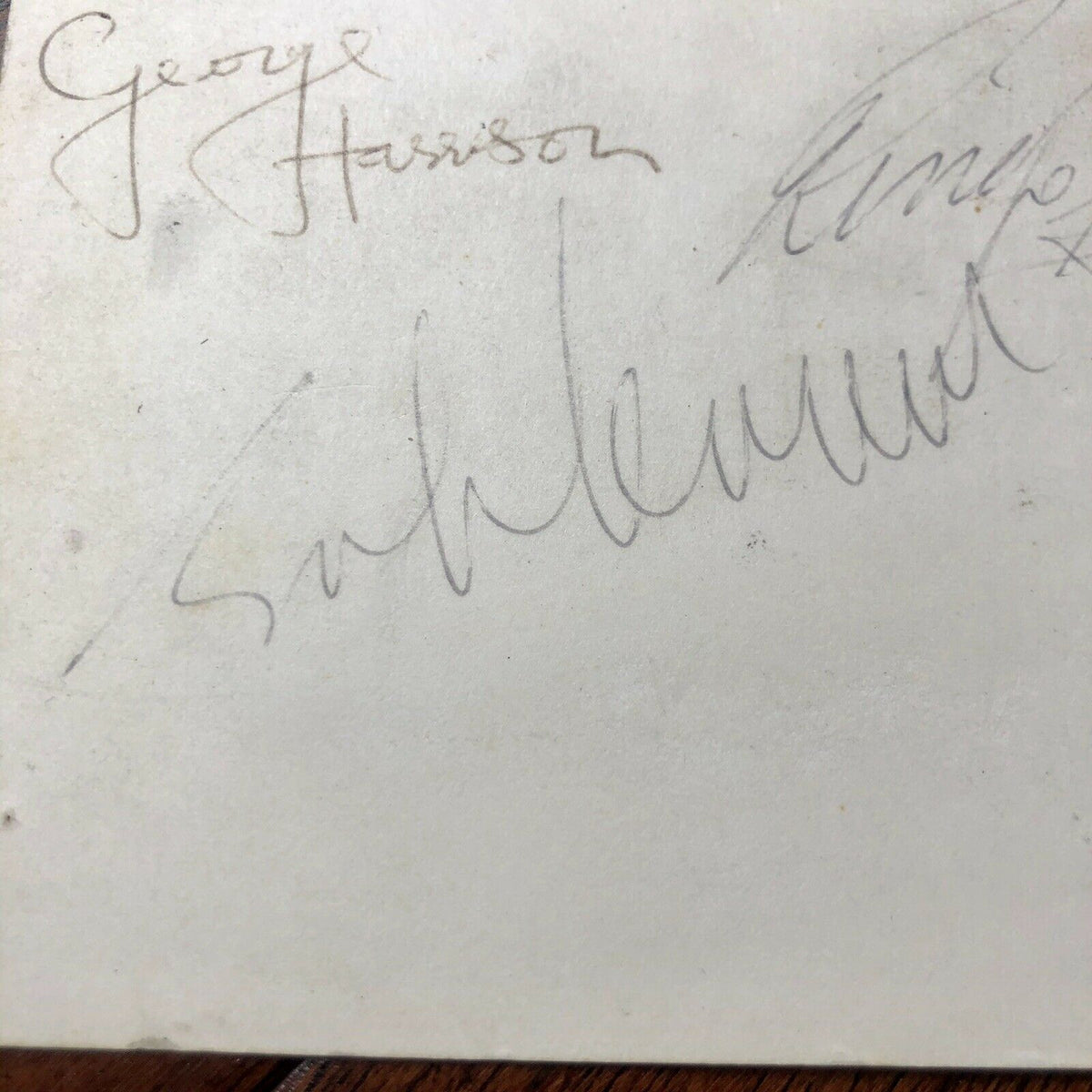 THE BEATLES * JSA LOA * Hand Signed Autograph Card * John Lennon George Harrison