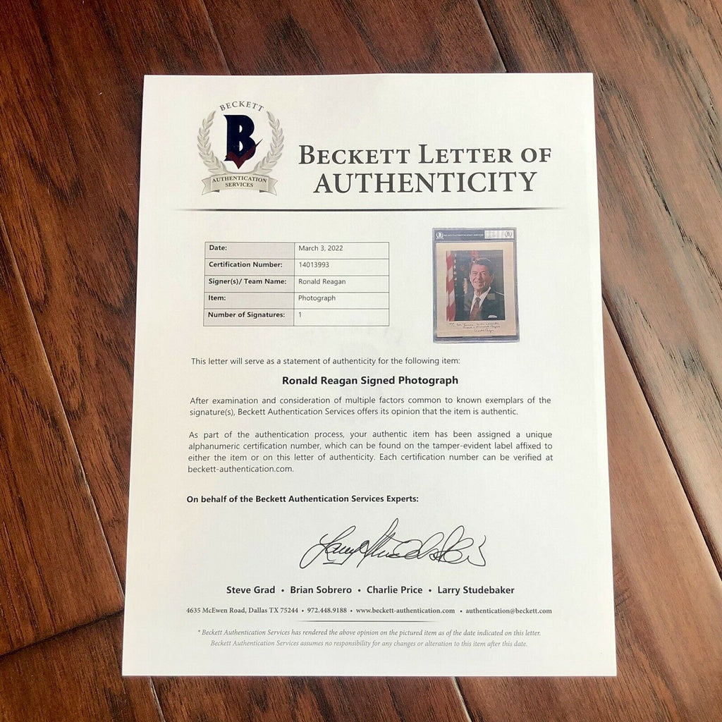RONALD REAGAN * Beckett BAS * Signed Photo to Jack Lousma As President Autograph